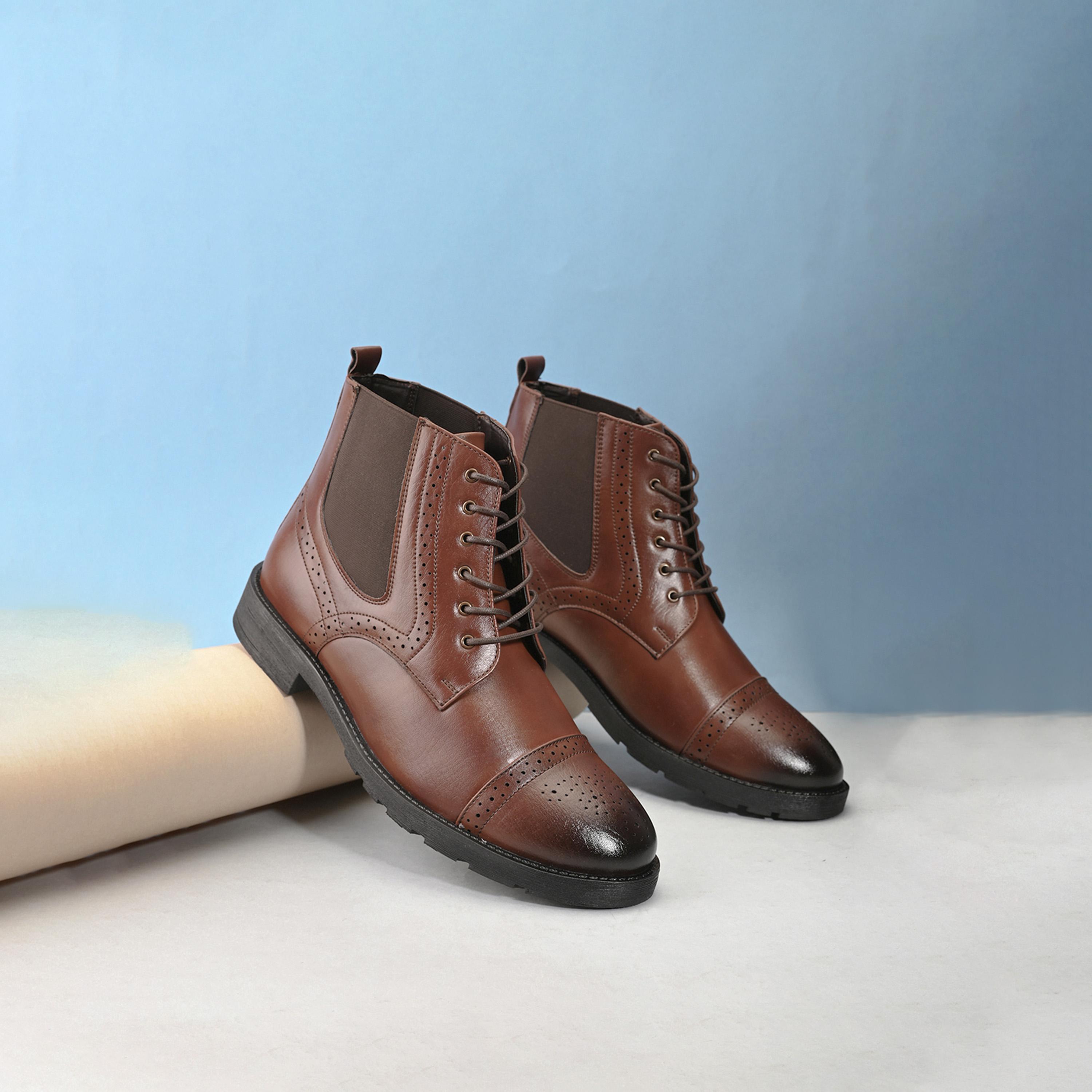 Styli Almond Toe Lace Up Chelsea Boots-men-shoes-boots-image-1