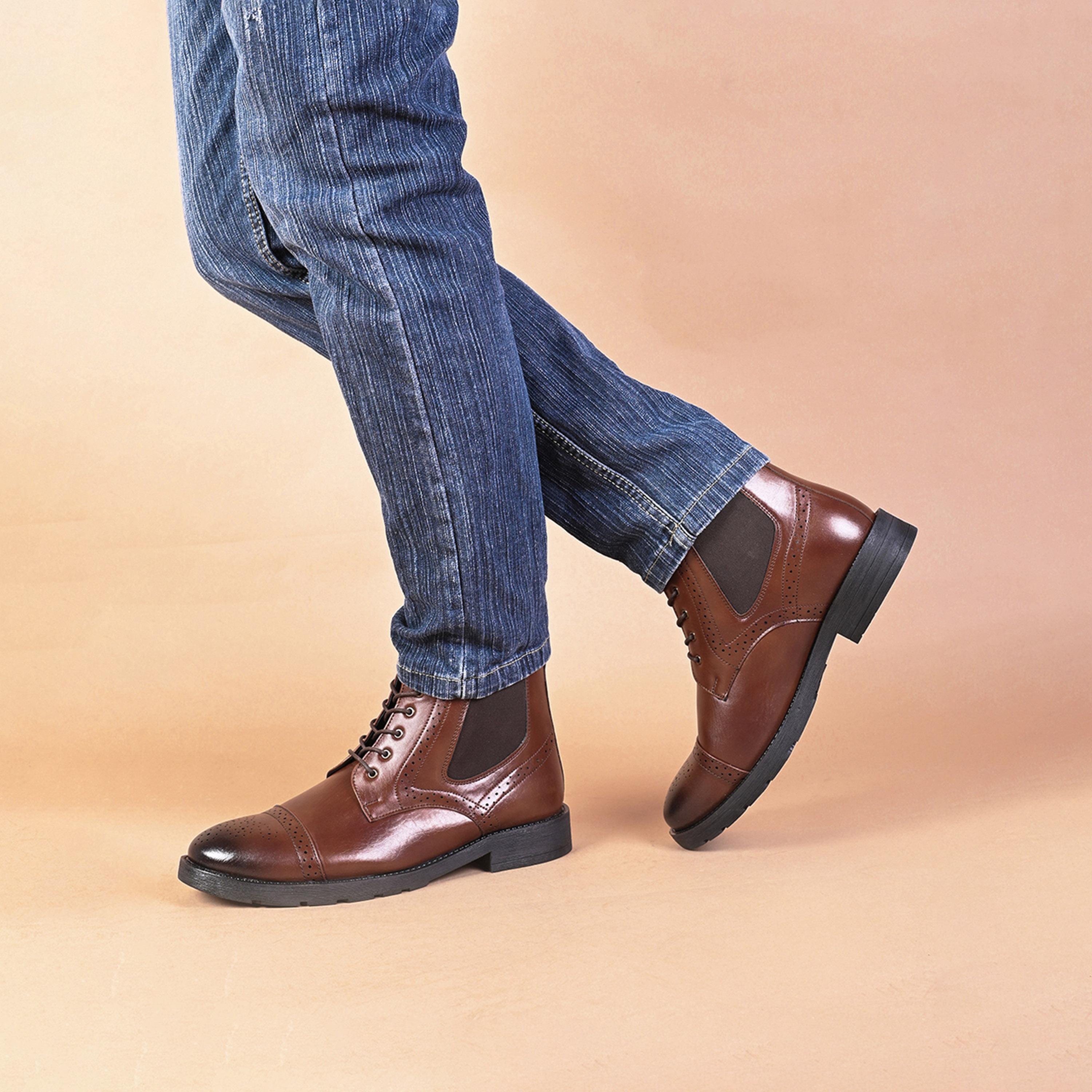 Styli Almond Toe Lace Up Chelsea Boots-men-shoes-boots-image-2