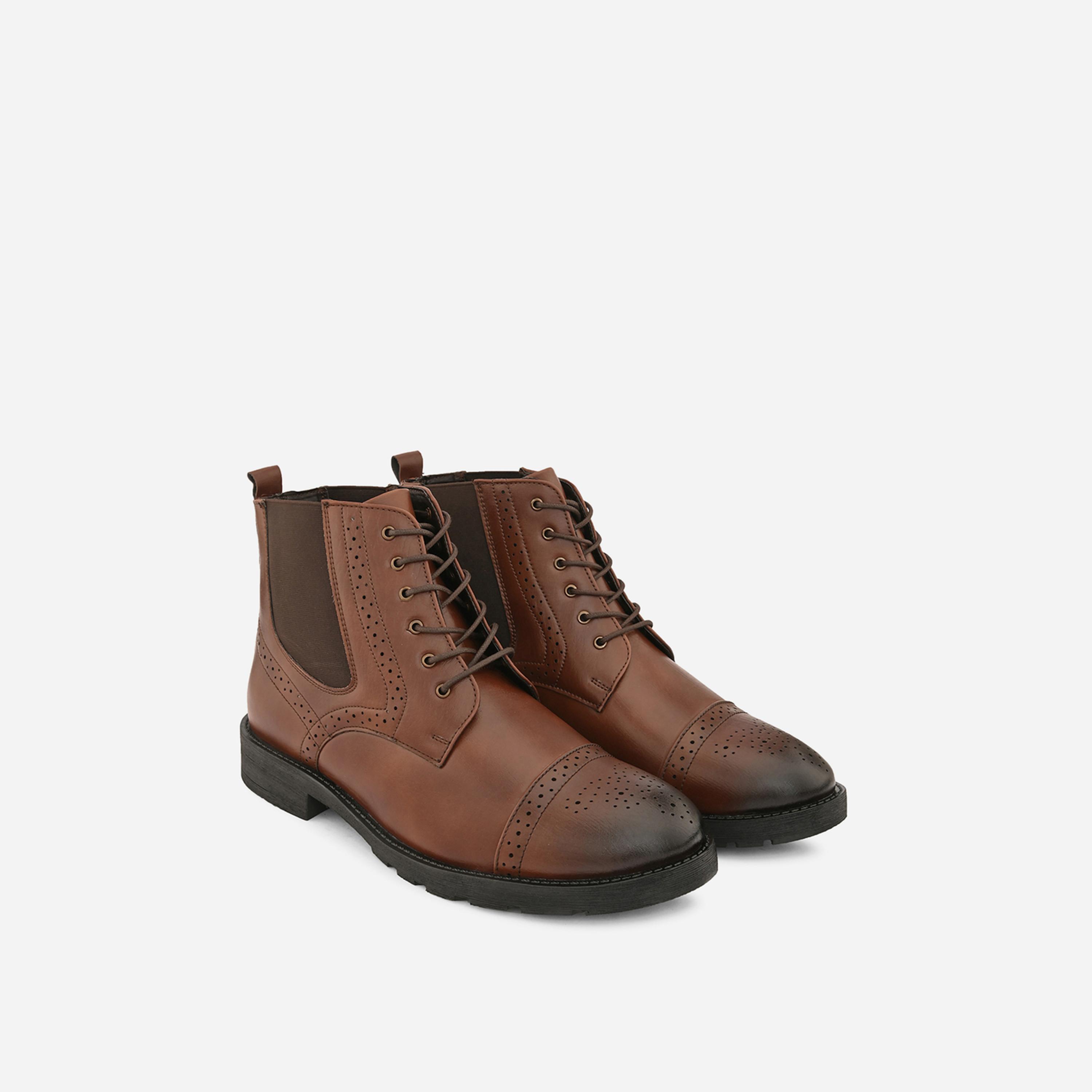 Styli Almond Toe Lace Up Chelsea Boots-men-shoes-boots-image-3