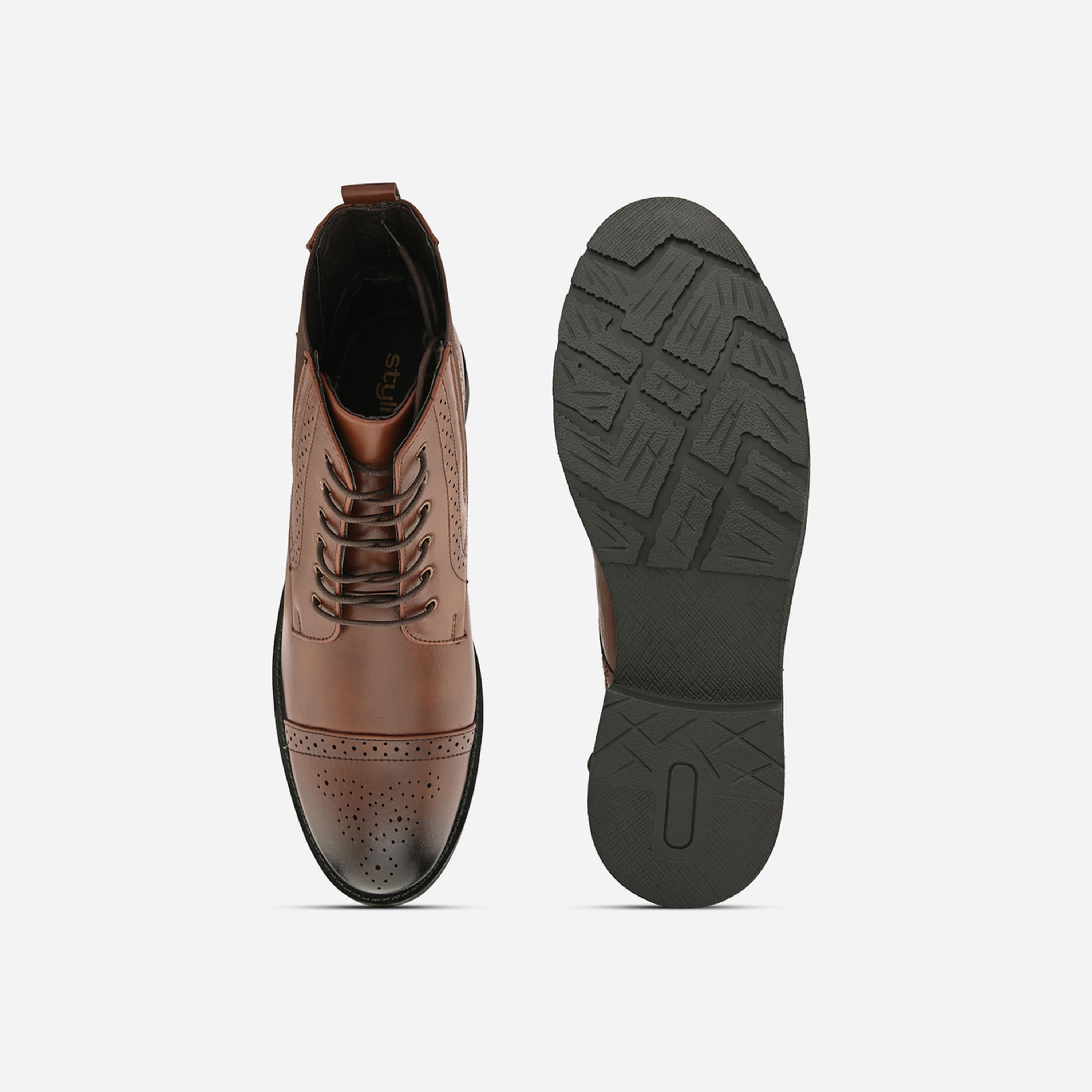 Styli Almond Toe Lace Up Chelsea Boots-men-shoes-boots-image-5