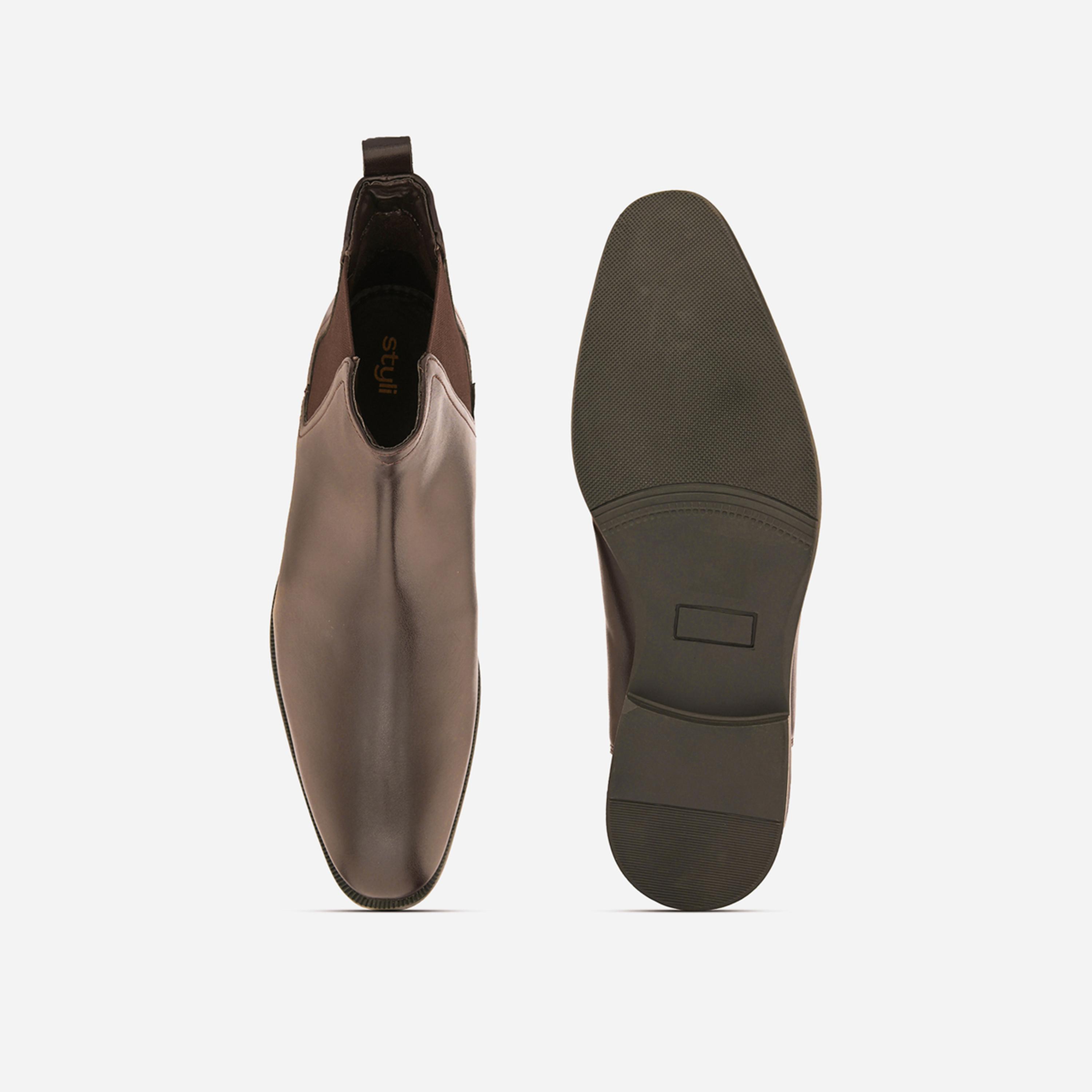 ستايلي - حذاء جلدي بمقدمة مدببة يصل للكاحل-men-shoes-boots-image-2