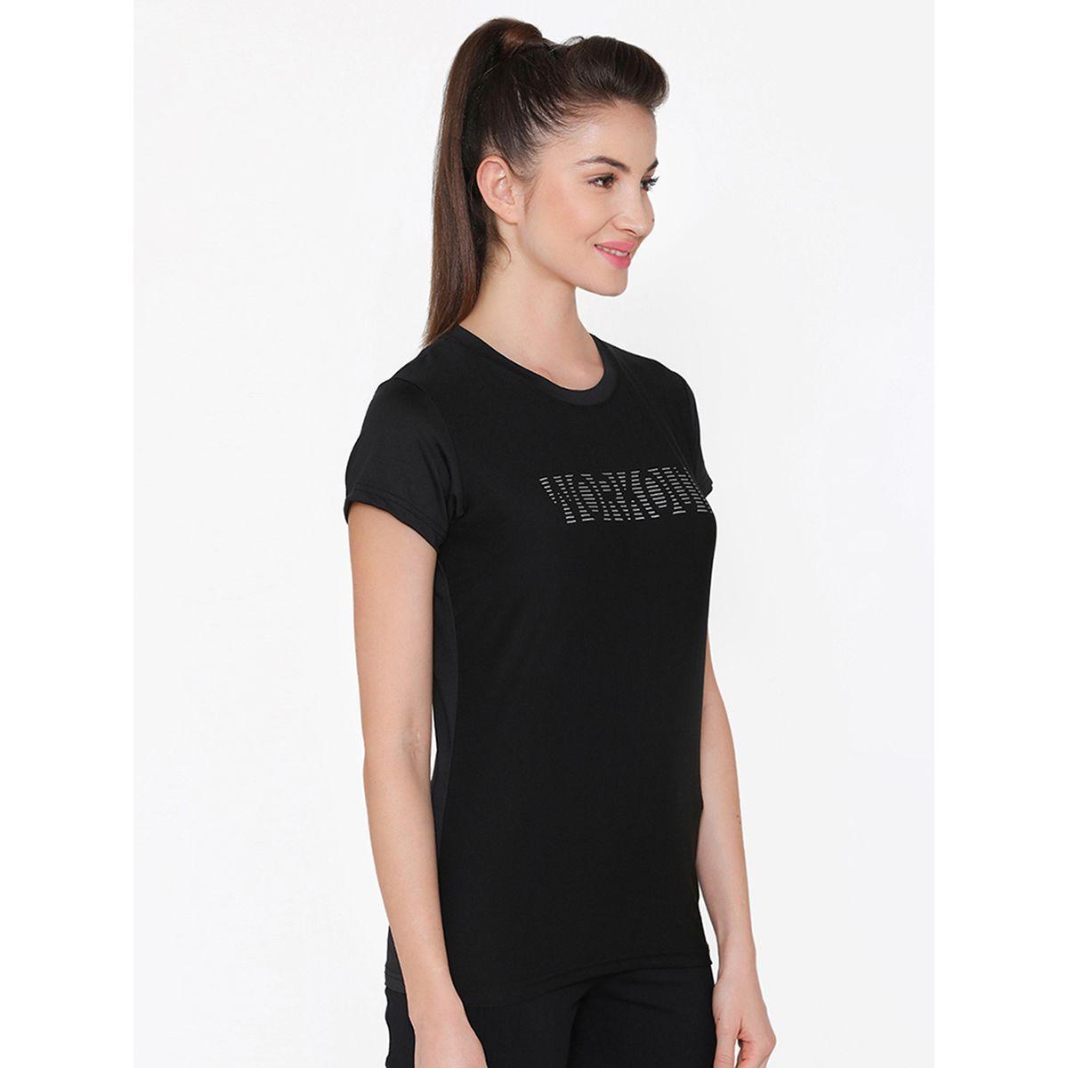 تيشيرت رياضي بقصة مريحة وطبعة كتابة كلوفيا × ستايلي-women-clothing-sportswearandactivewear-tshirtsandvests-image-3