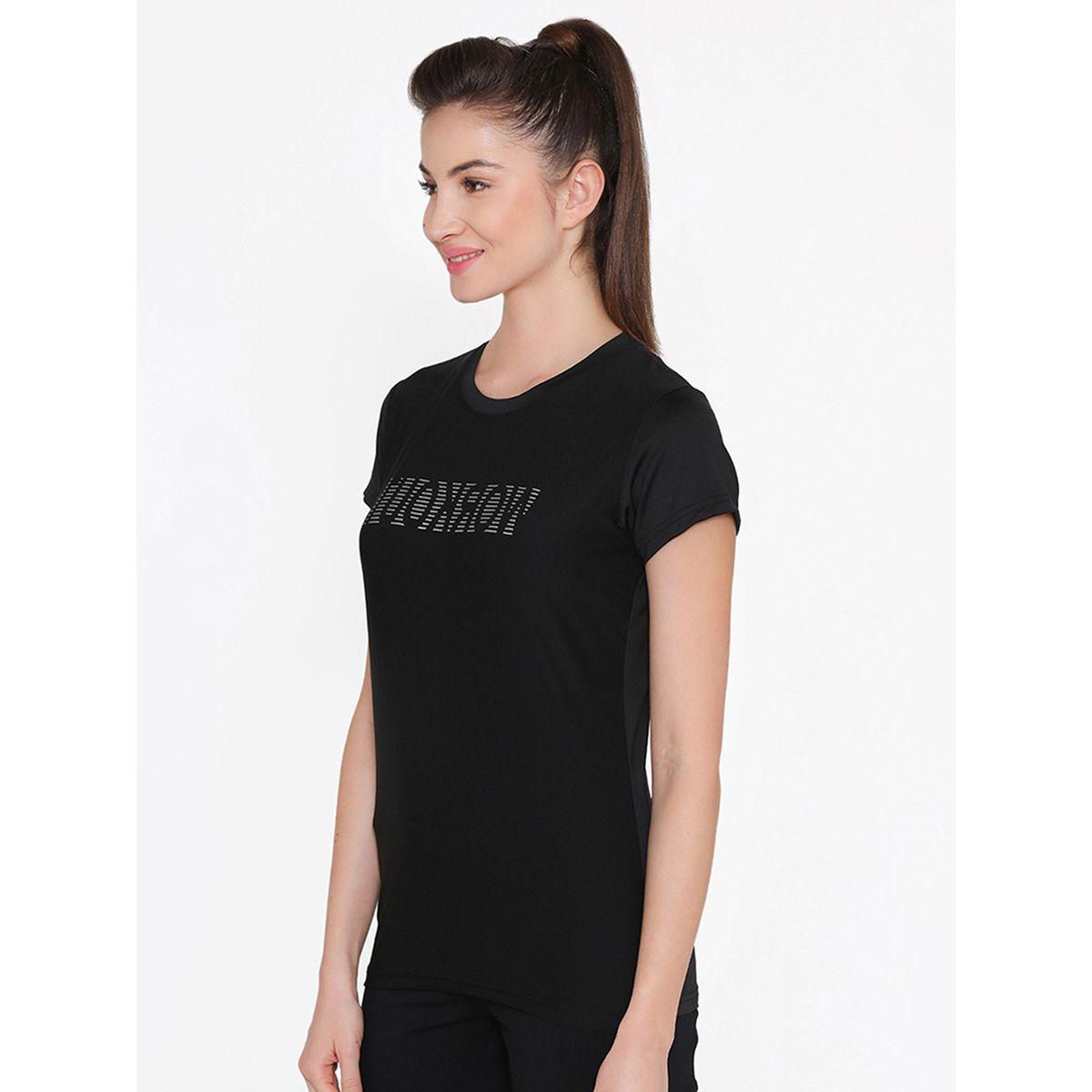 تيشيرت رياضي بقصة مريحة وطبعة كتابة كلوفيا × ستايلي-women-clothing-sportswearandactivewear-tshirtsandvests-image-5