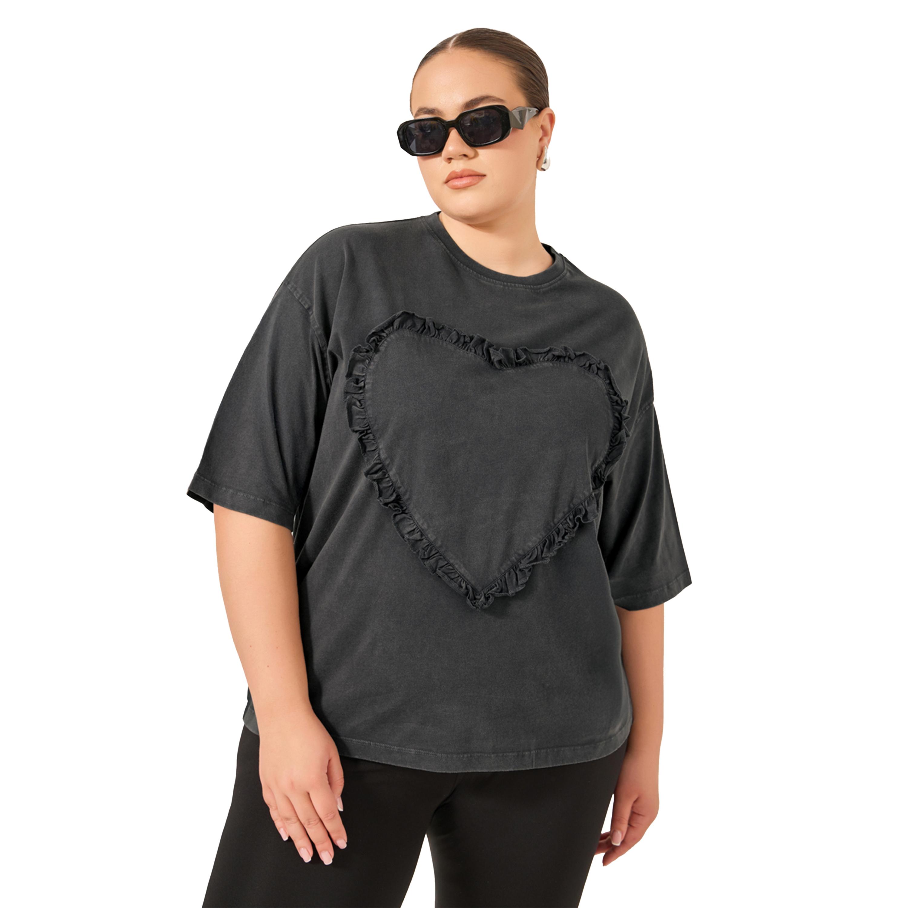 Styli Plus Size Acid Washed Ruffled Oversized T-Shirt-women-clothing-tshirts-image-1