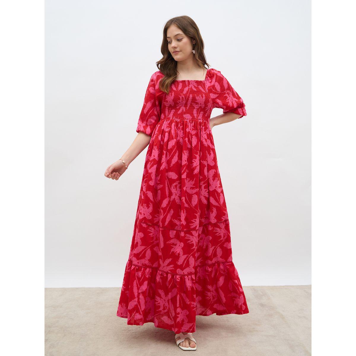 Styli All-Over Print Smocked A-Line Maxi Dress-women-clothing-dresses-image-2