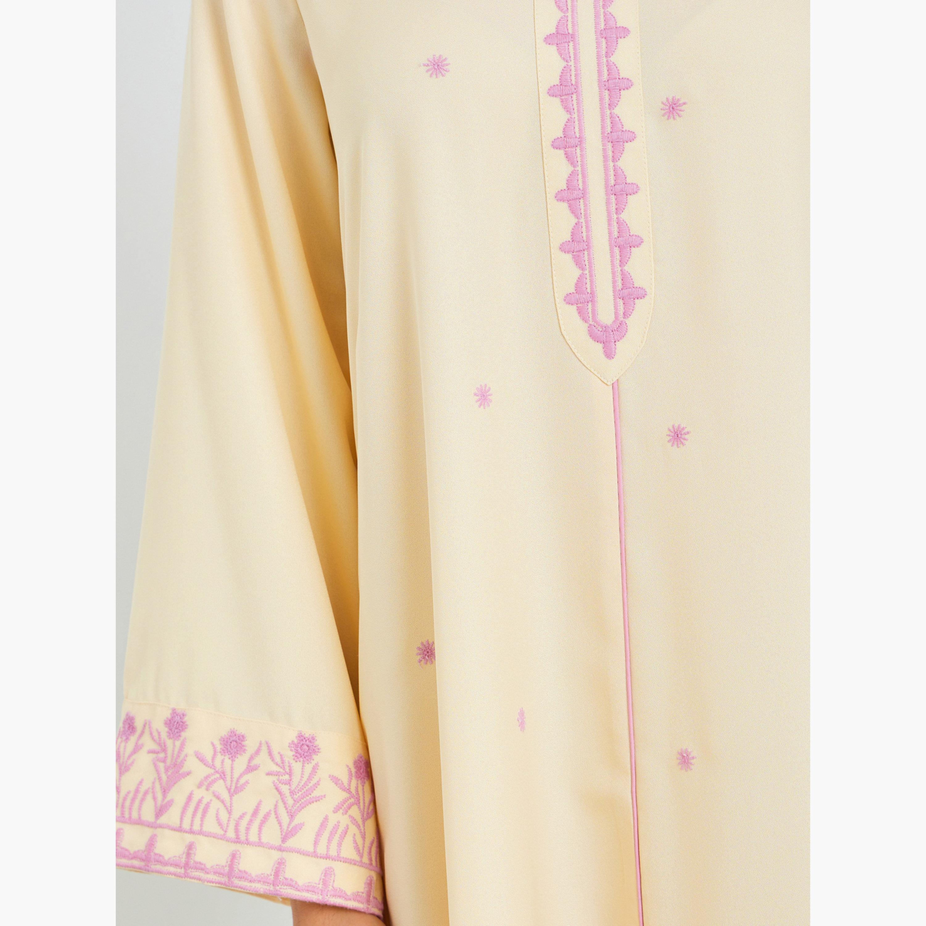 جلابية مطرزة بحافة واسعة للنساء-women-arabicclothing-jalabiyas-image-4