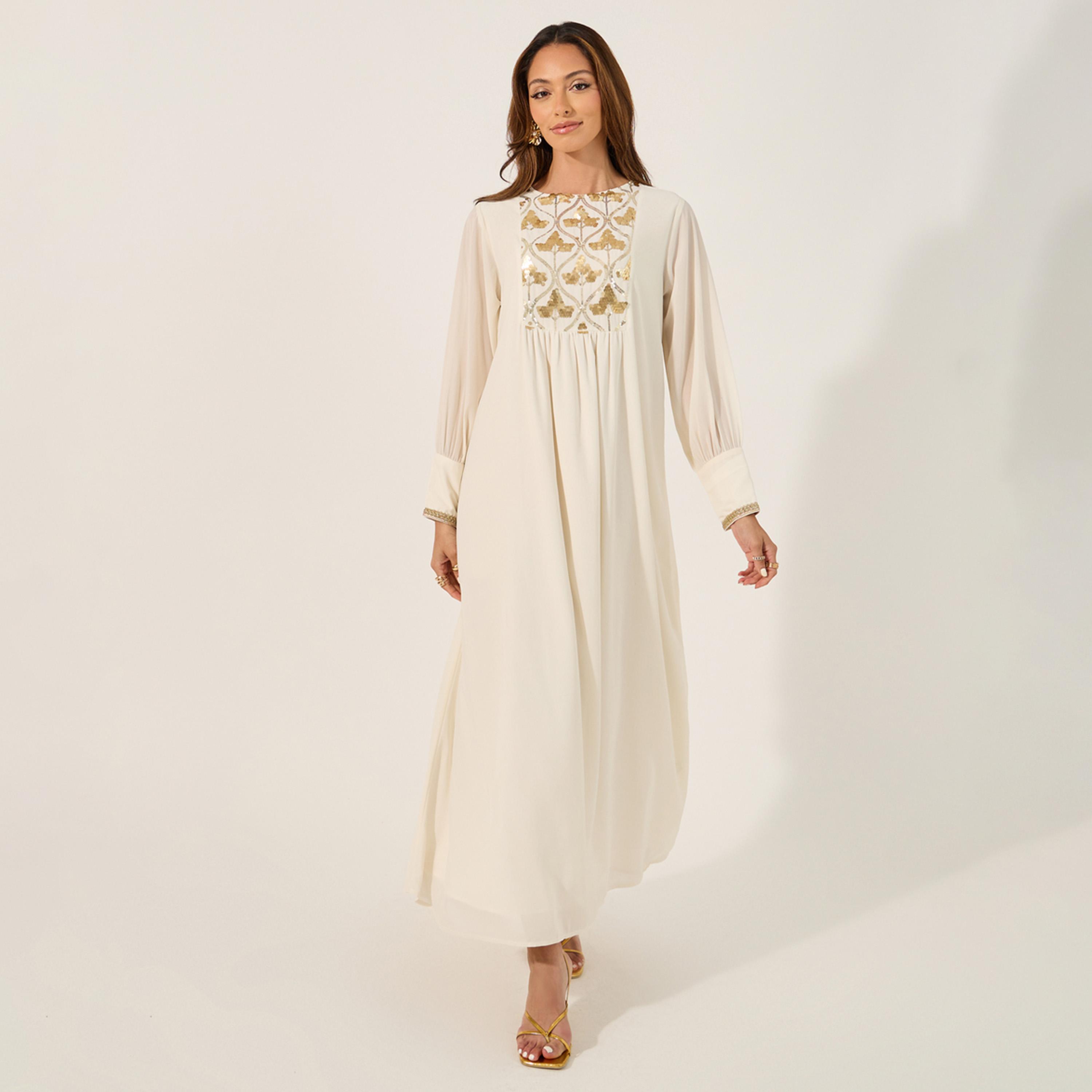 ستايلي - جلابية مزينة بالترتر بقصة A-women-arabicclothing-jalabiyas-image-1