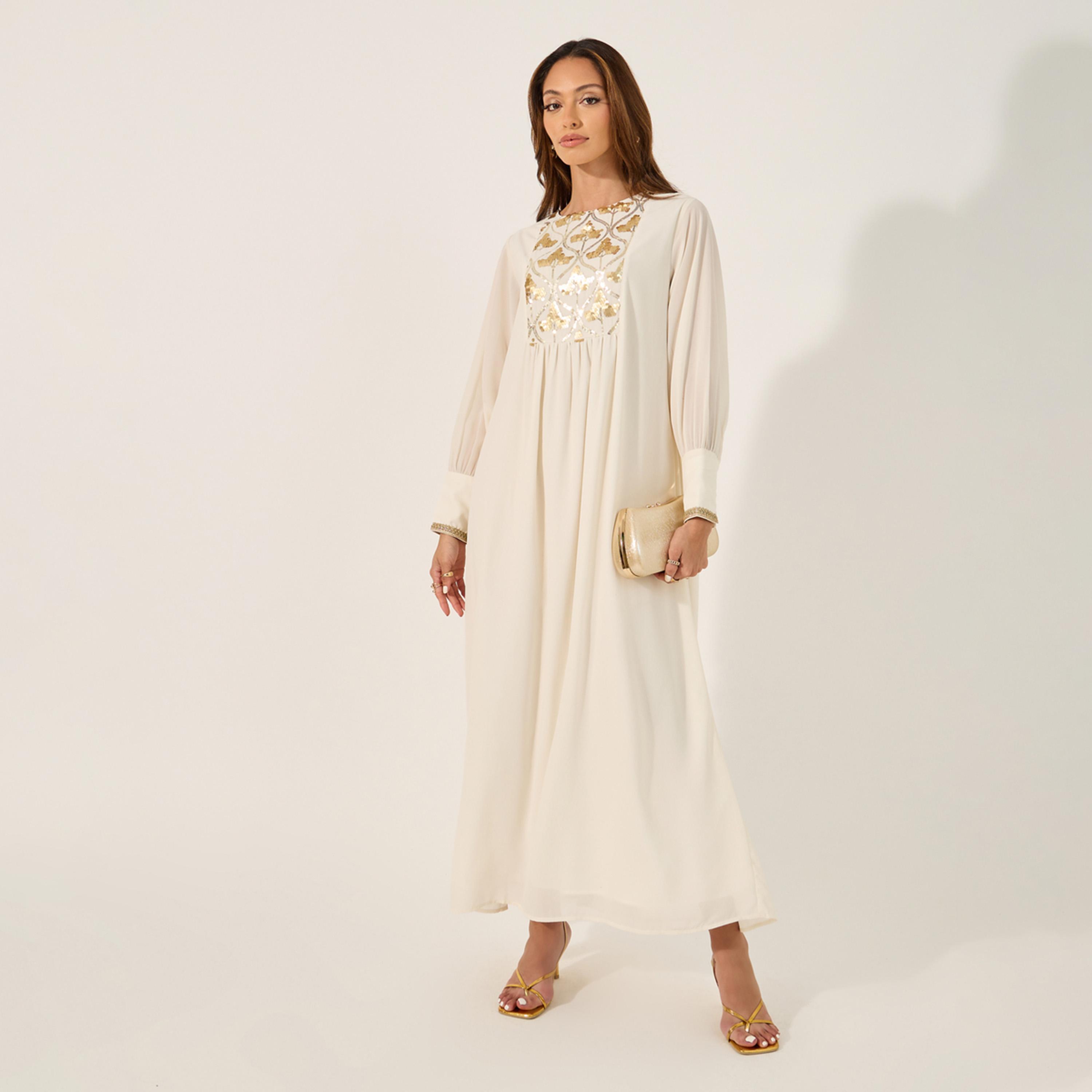 ستايلي - جلابية مزينة بالترتر بقصة A-women-arabicclothing-jalabiyas-image-2