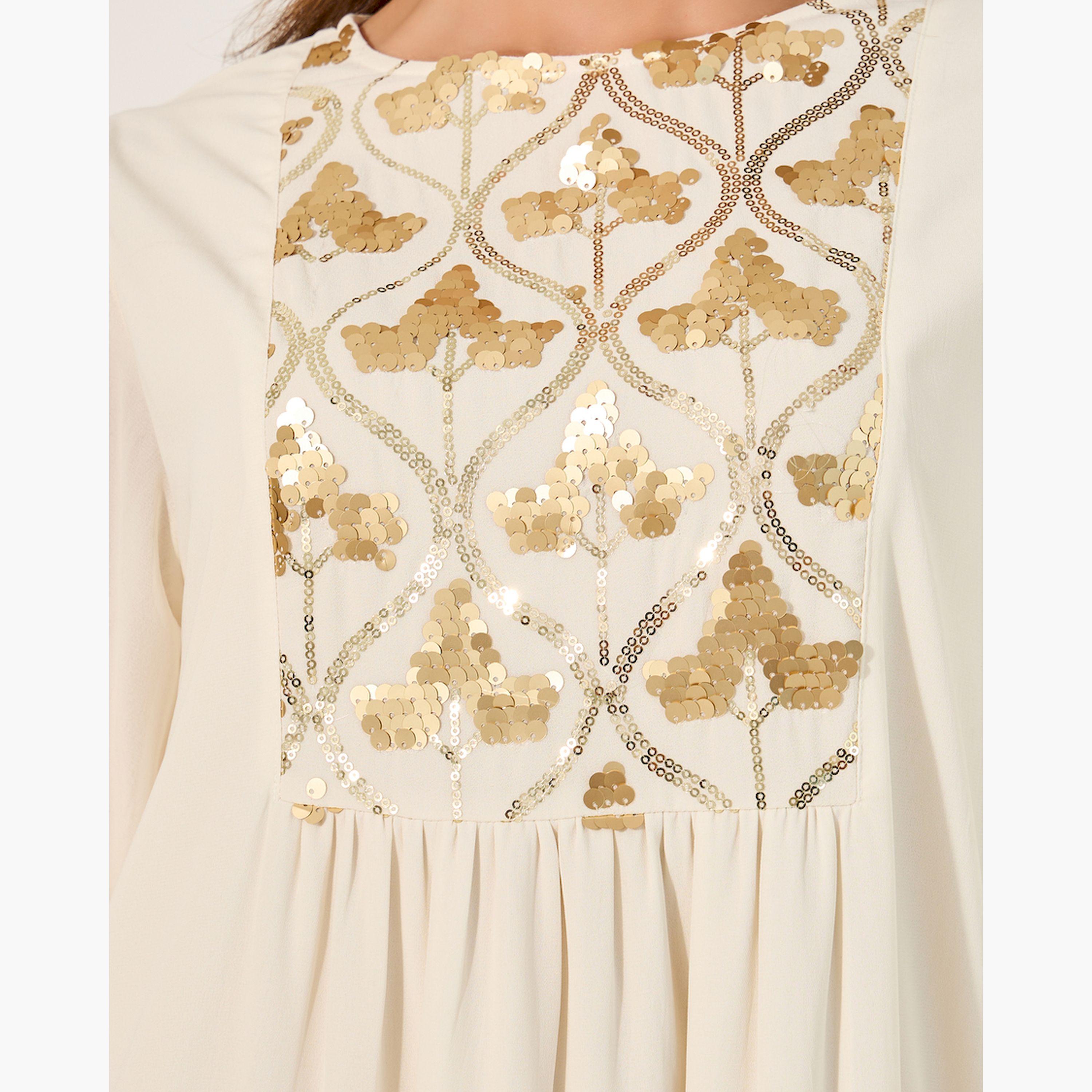 Styli Embellished Sequins Pleated A-Line Jalabyia-women-arabicclothing-jalabiyas-image-4
