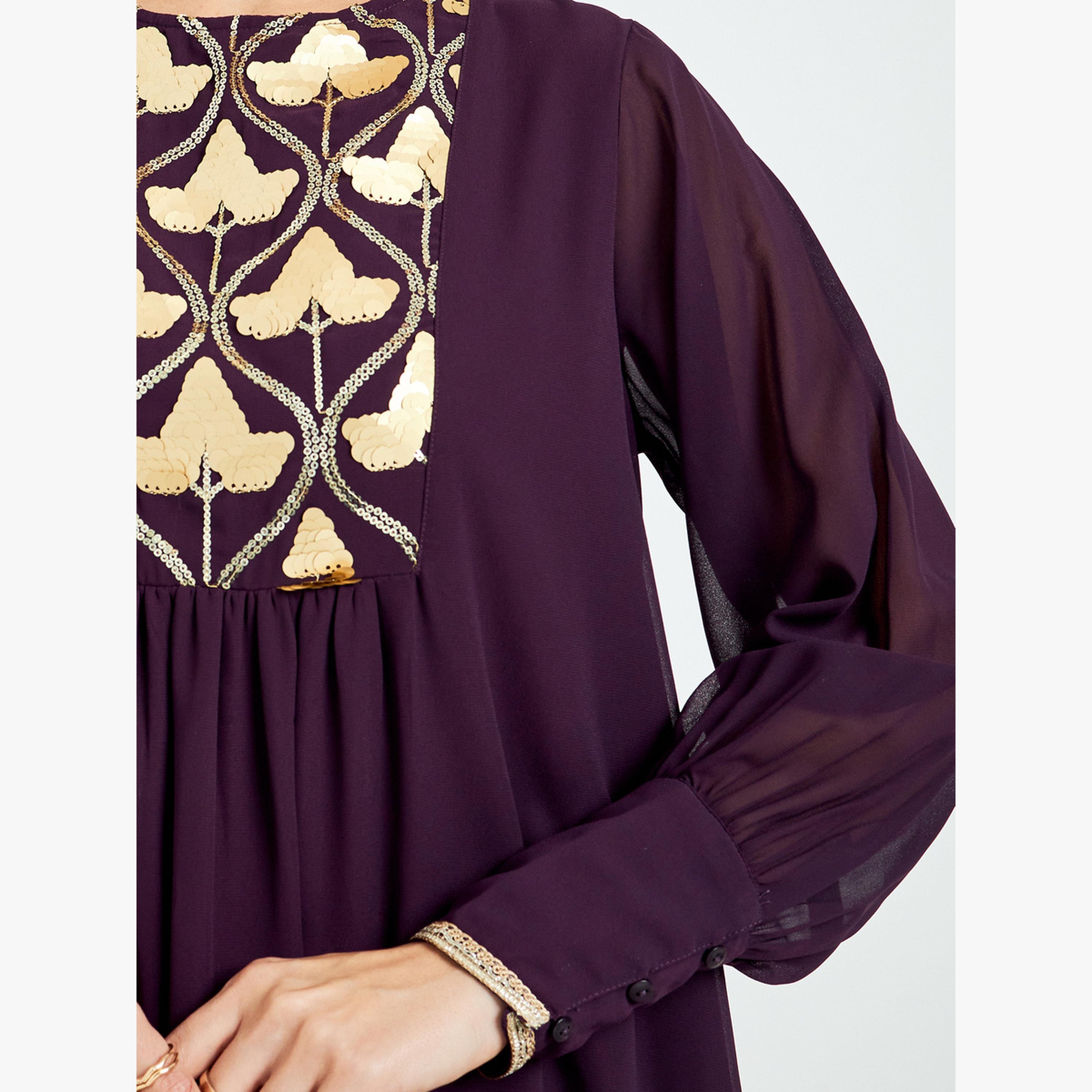 جلابية شيفون مزينة بالترتر-women-arabicclothing-jalabiyas-image-5