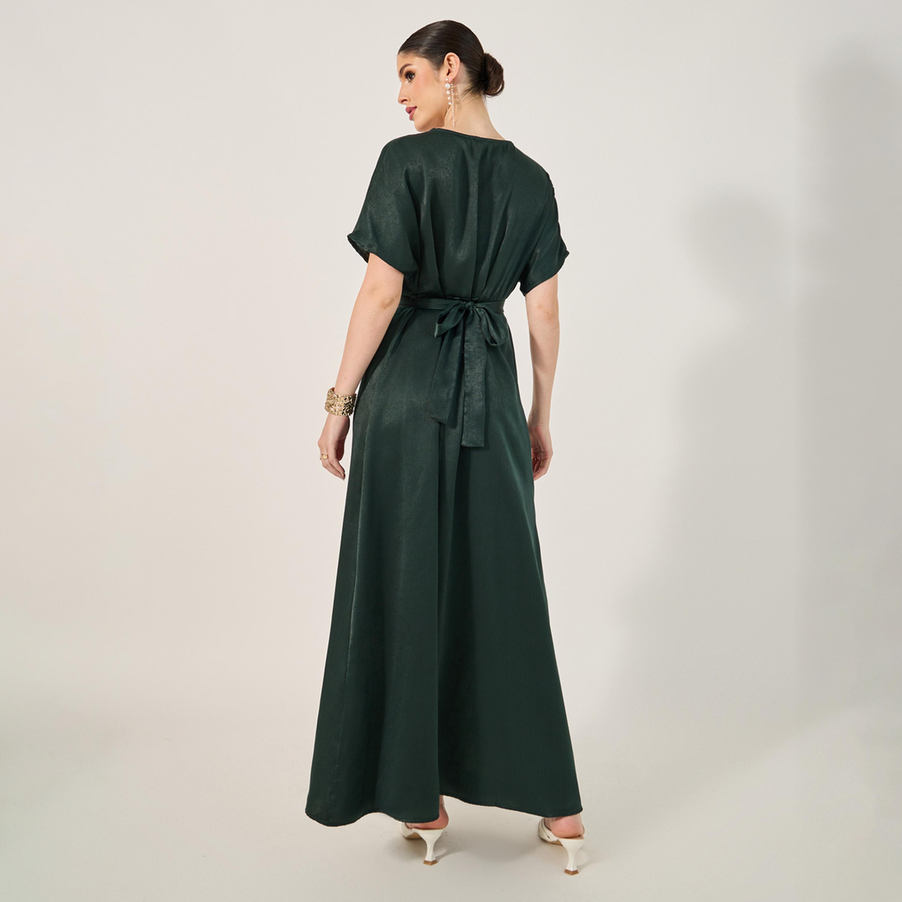 Styli Sandwash Satin Jalabiya With Neck Embroidery-women-arabicclothing-jalabiyas-image-5