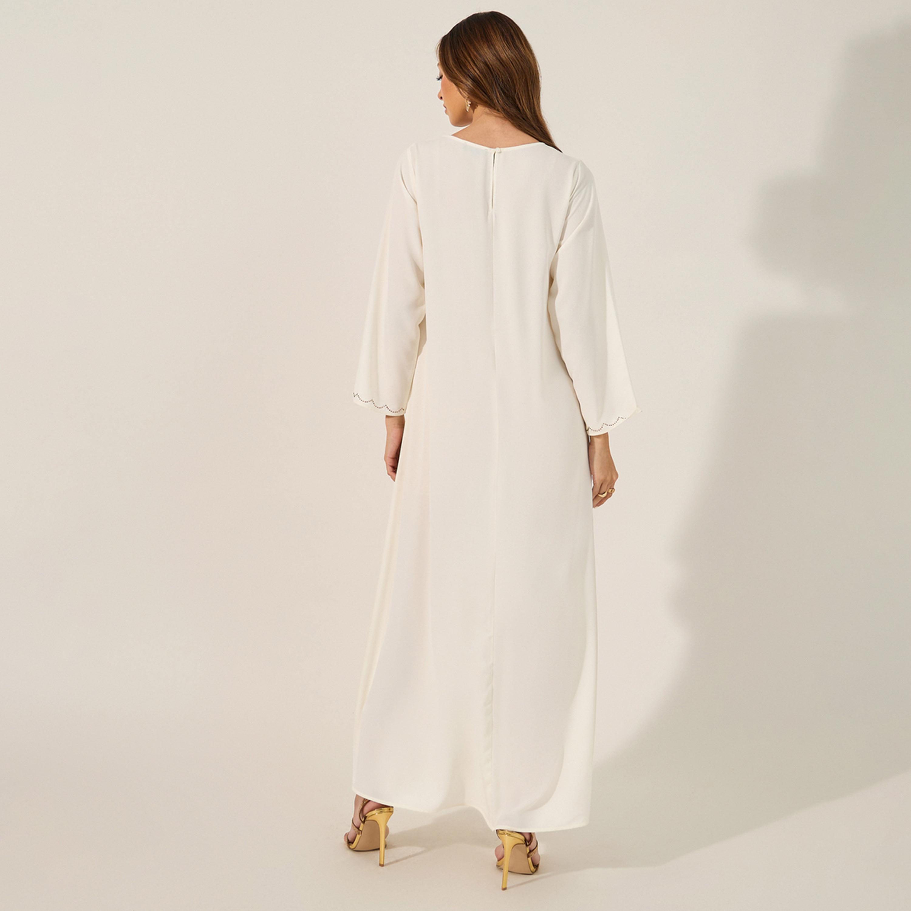 Amirah X Styli Embellished Round Neck A-Line Jalabyia-women-arabicclothing-jalabiyas-image-5