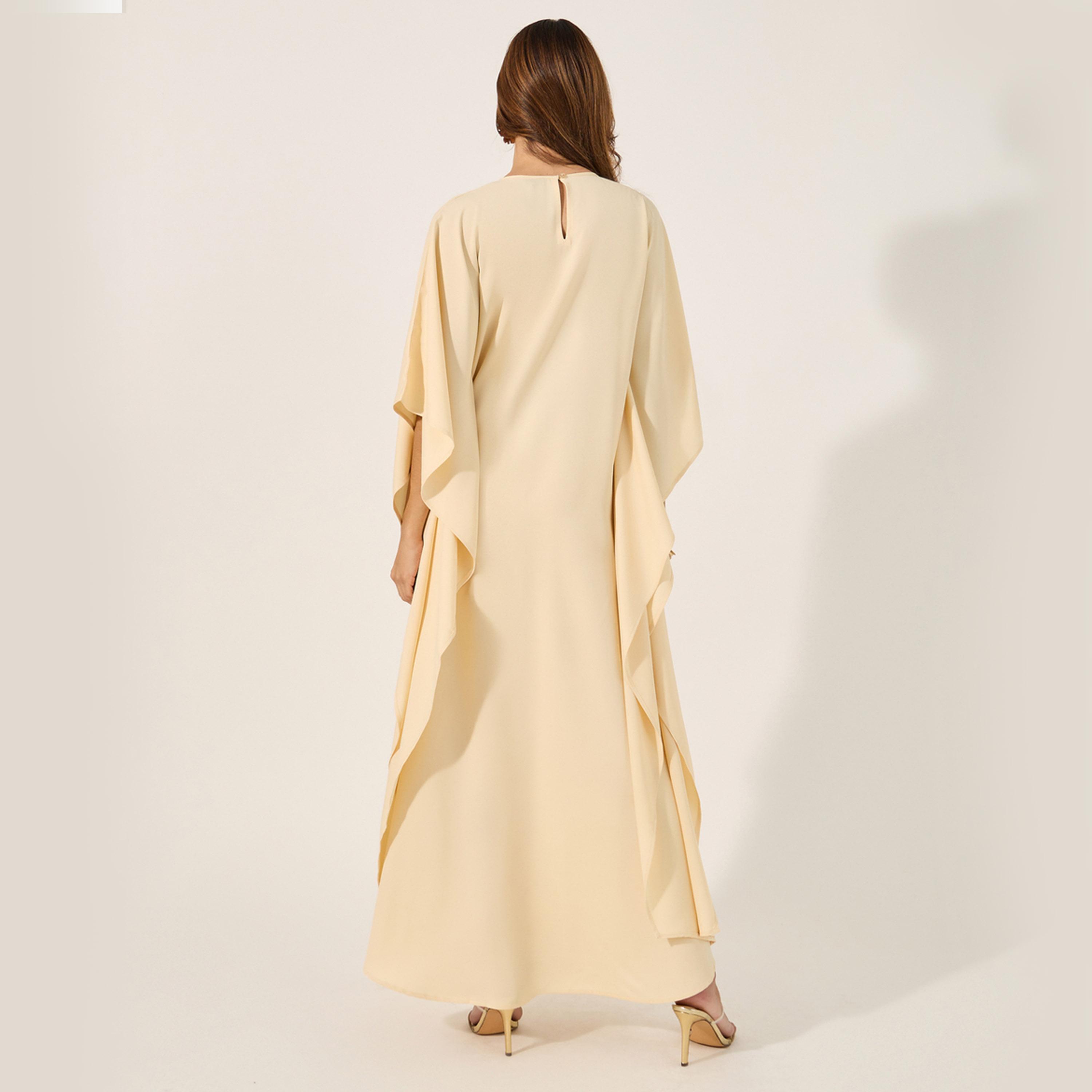 ستايلي - قفطان فضفاض بياقة دائرية ومزين-women-arabicclothing-kaftan-image-5