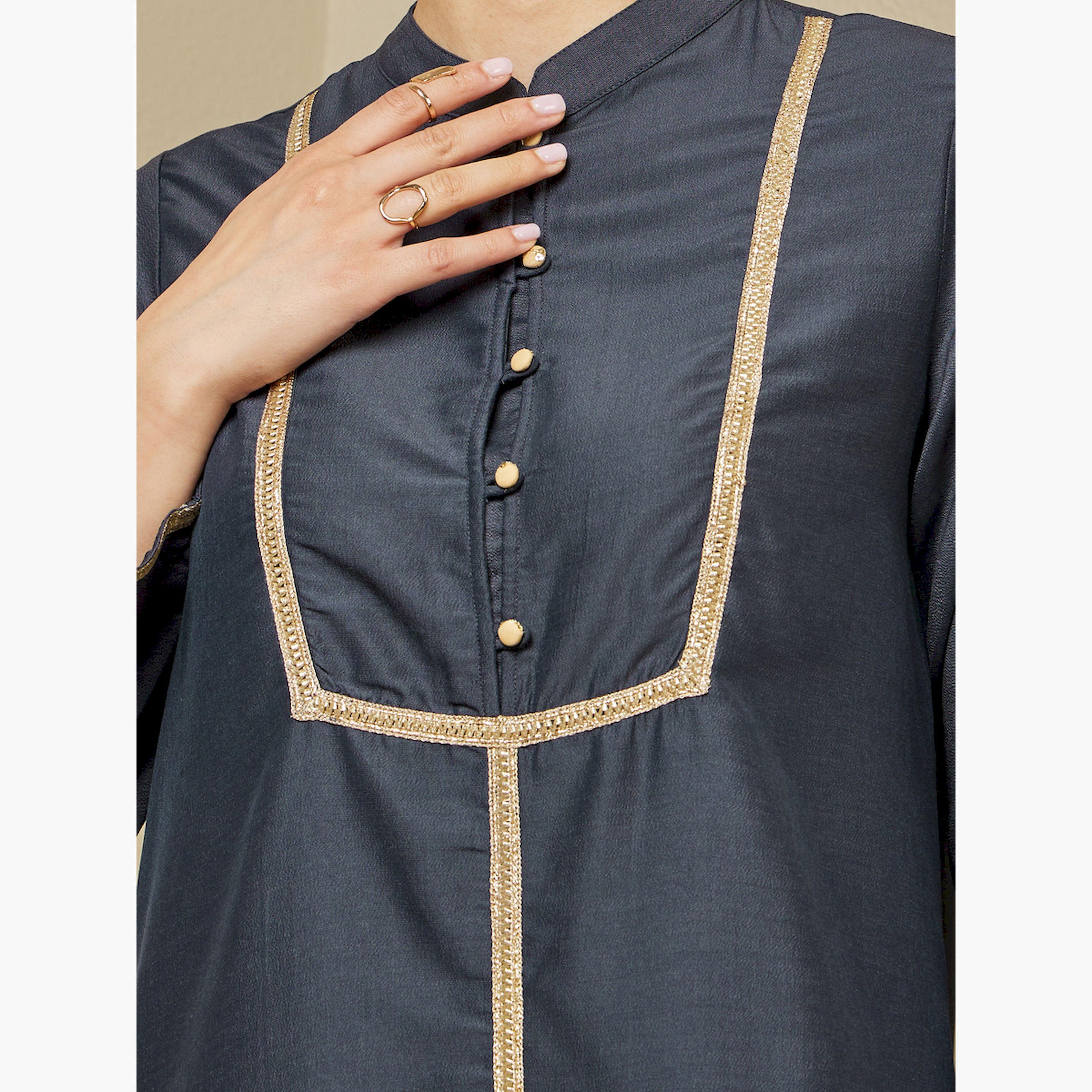 ستايلي - جلابية بقصة A وياقة ماندرين وأزرار وتفاصيل دانتيل-women-arabicclothing-jalabiyas-image-4
