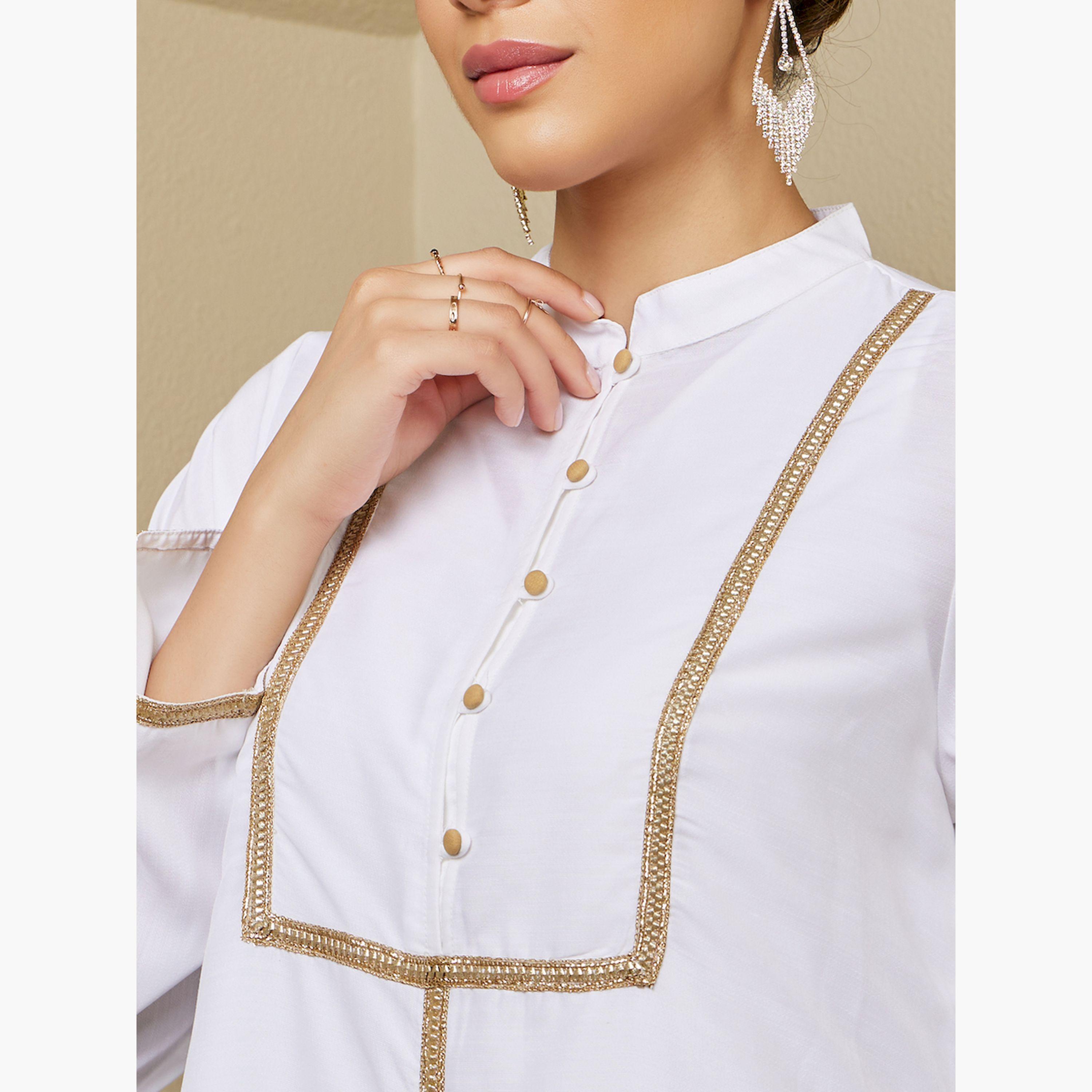 أميرة x ستايلي جلابية بتفاصيل دانتيل وياقة ماندارين مع أزرار-women-arabicclothing-jalabiyas-image-5