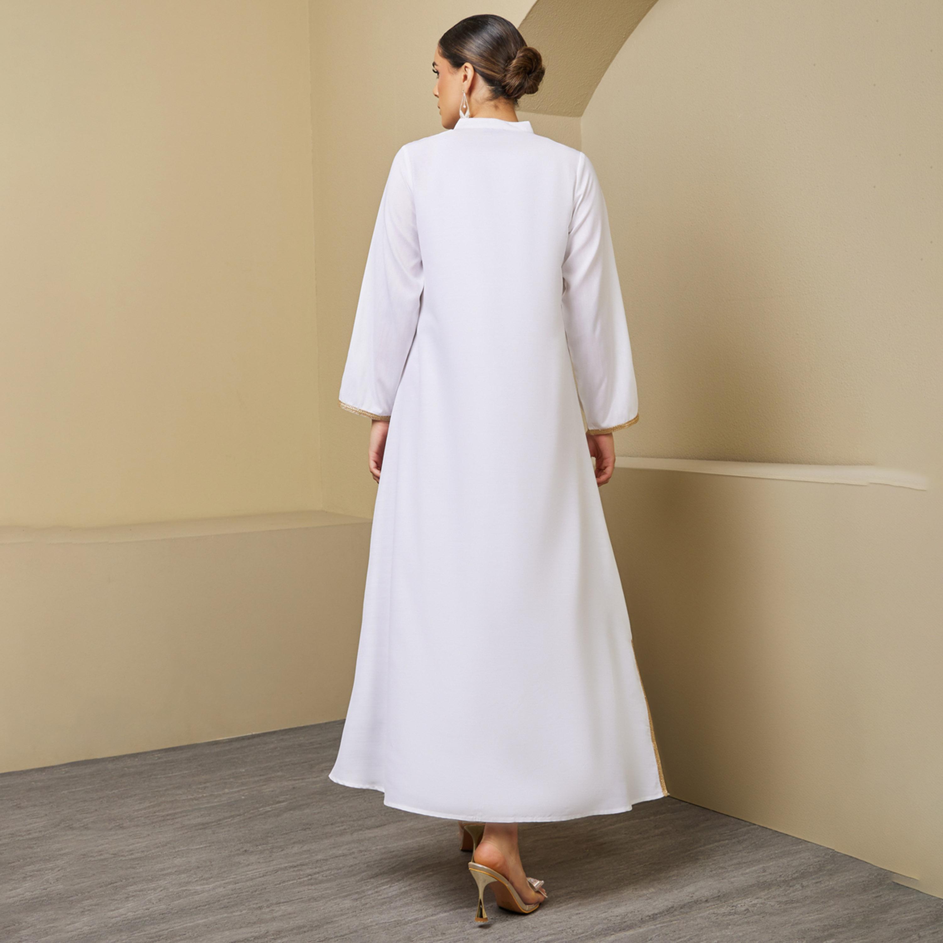 أميرة x ستايلي جلابية بتفاصيل دانتيل وياقة ماندارين مع أزرار-women-arabicclothing-jalabiyas-image-6