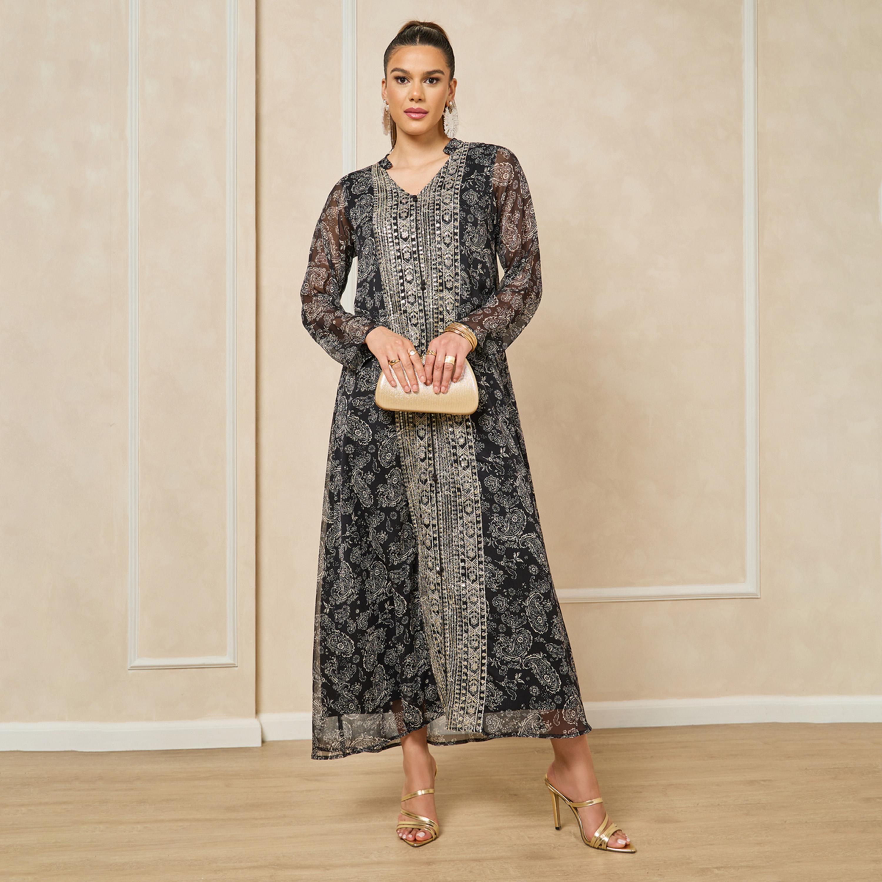 أميرة x ستايلي جلابية بتفاصيل مُطرّزة وحافة واسعة-women-arabicclothing-jalabiyas-image-1