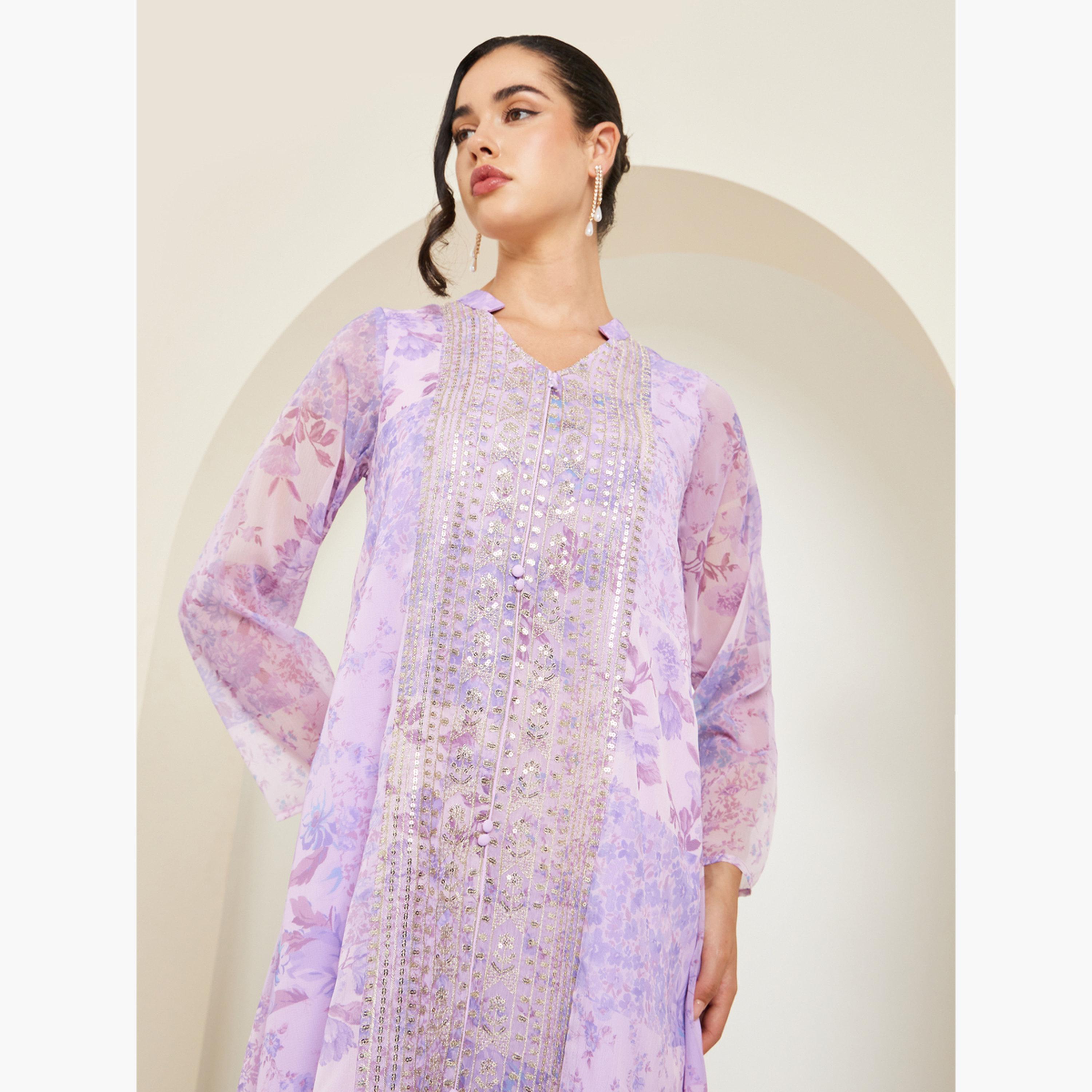 جلابية مزينة بطبعة زهور-women-arabicclothing-jalabiyas-image-2