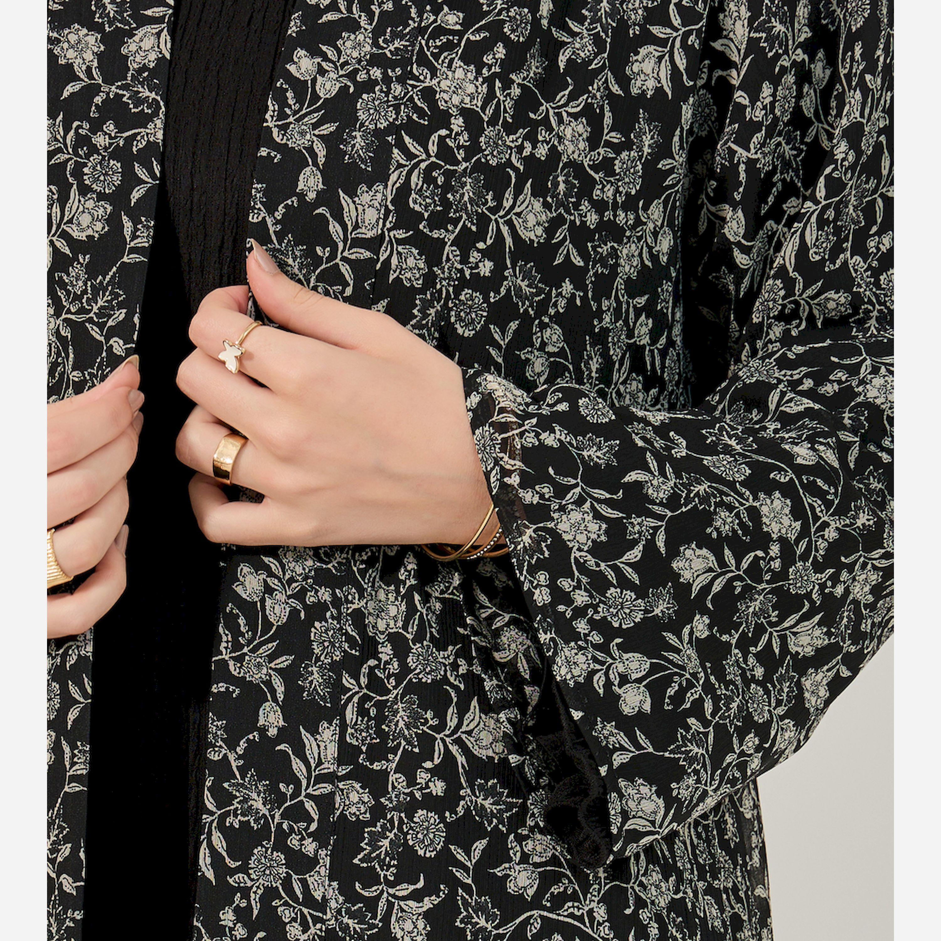 Styli Floral Printed Abaya With Full Lining On Body And On Sleeve And Matching Scarf-women-arabicclothing-abayas-image-5