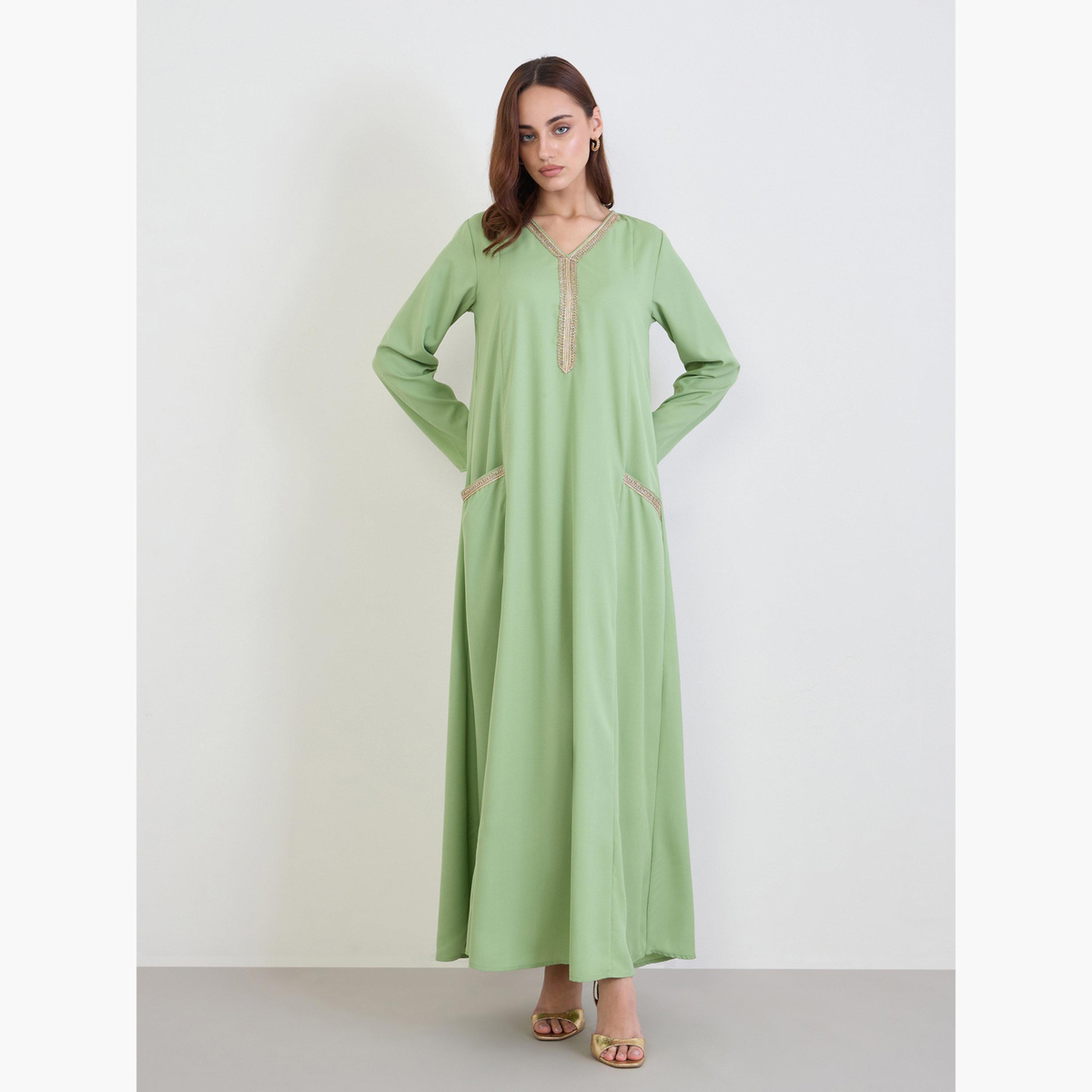جلابية بجيوب بقصة واسعة-women-arabicclothing-jalabiyas-image-1