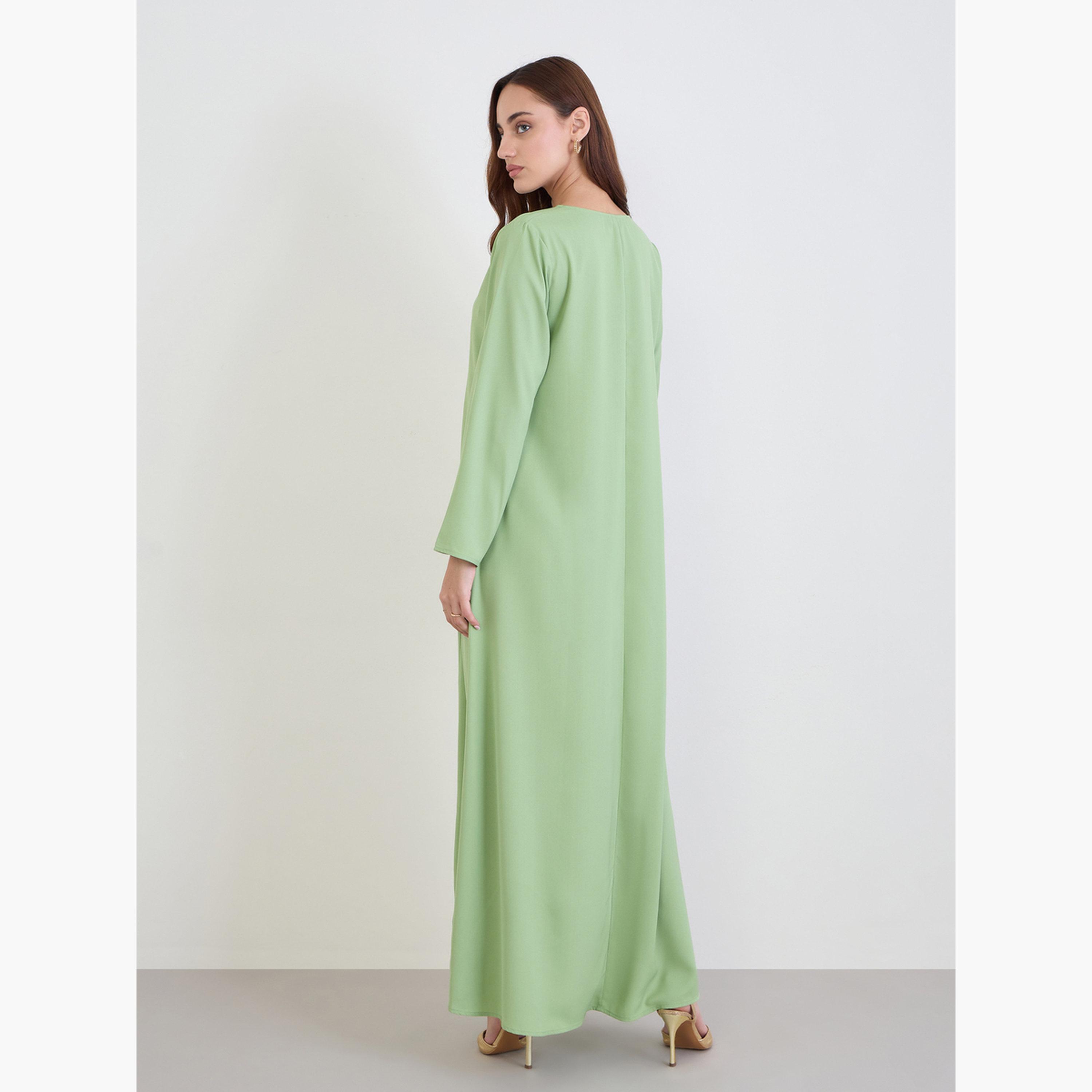Styli Women Green A-Line Jalabiya with Pockets-women-arabicclothing-jalabiyas-image-4