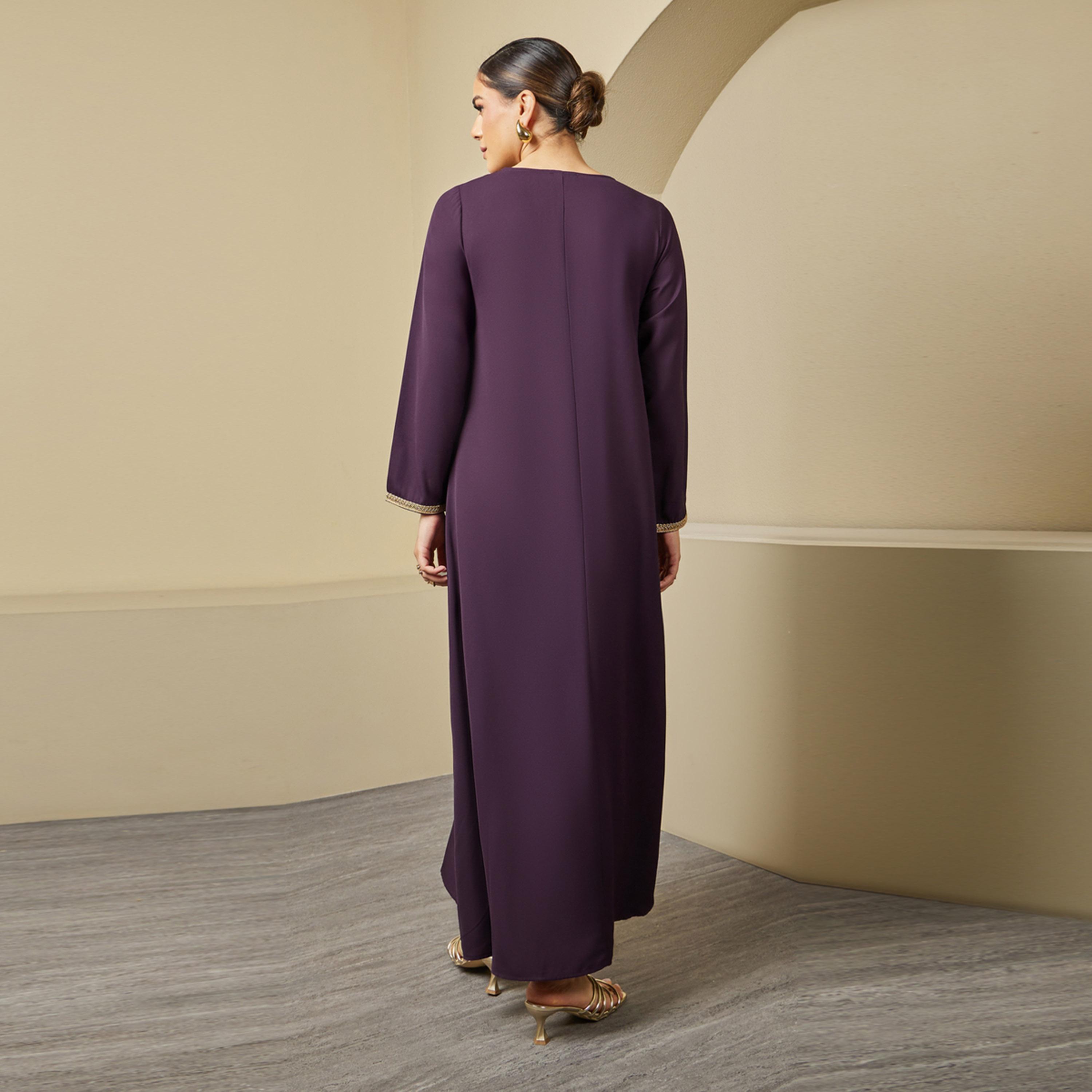 ستايلي - جلابية بتصميم على شكل حرف A مع تفاصيل دانتيل-women-arabicclothing-jalabiyas-image-6