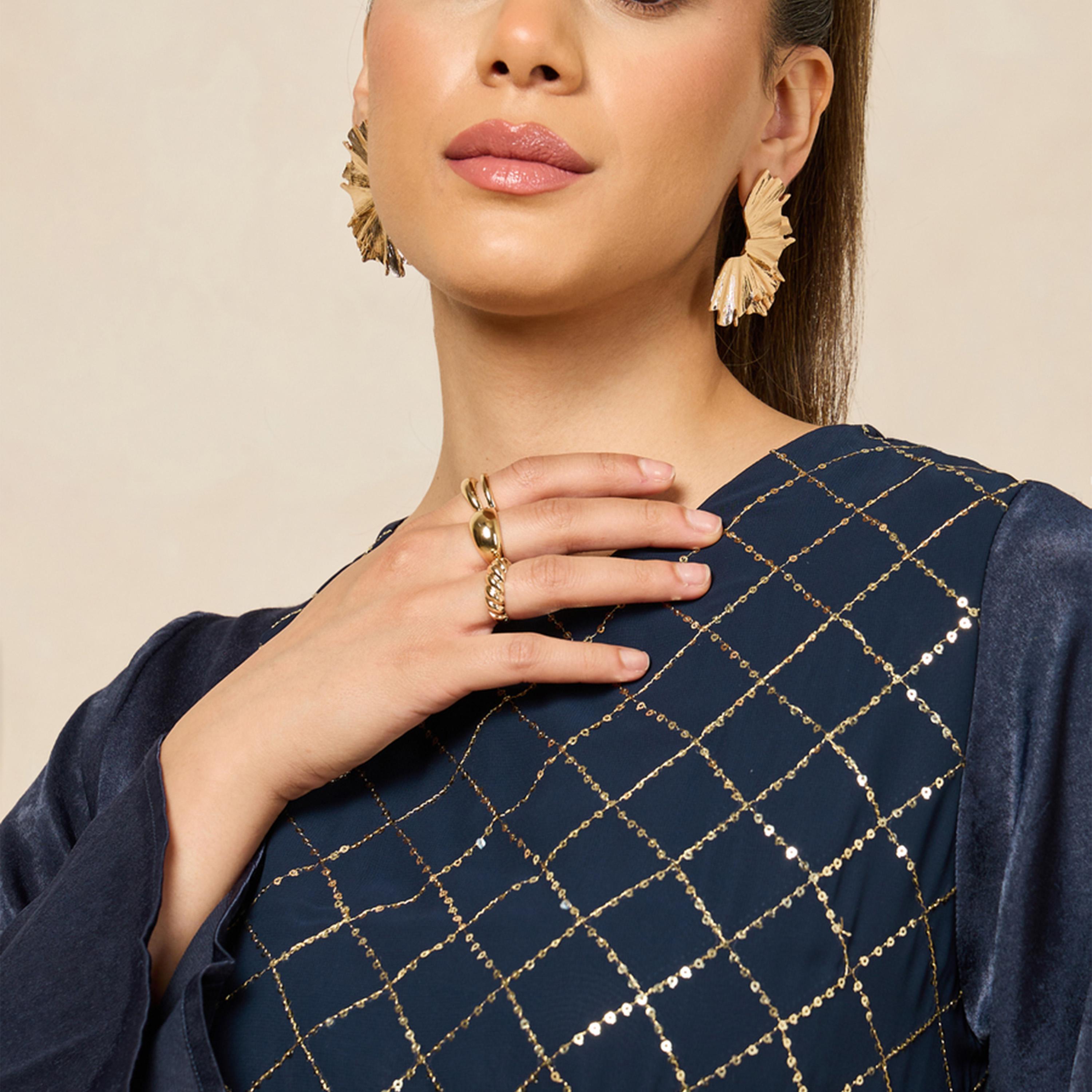 أميرة x ستايلي جلابية بتفاصيل منمقة وياقة دائرية مع ربطة خصر-women-arabicclothing-jalabiyas-image-5