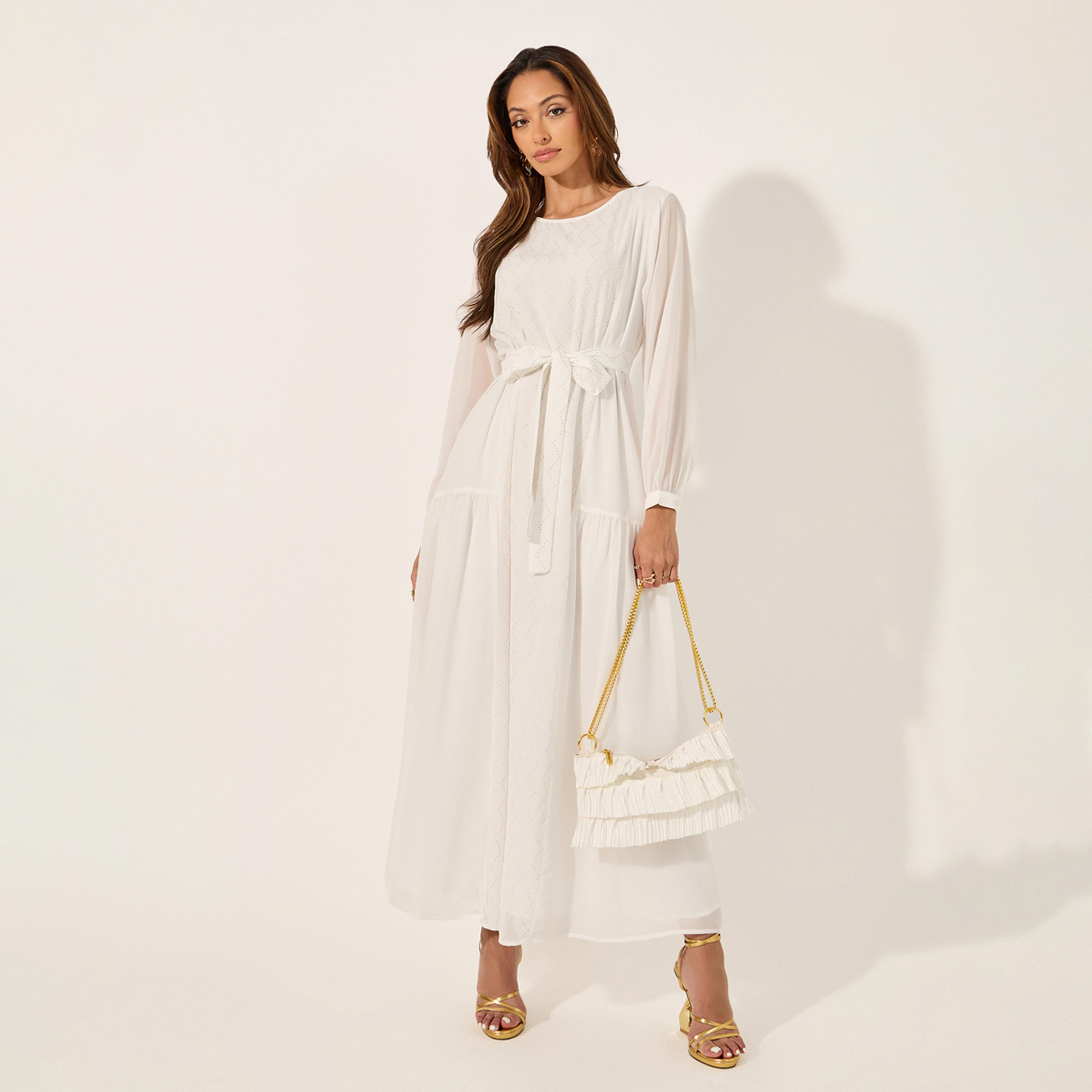 Styli Embellished Round Neck Tie Up Waist Jalabiya-women-arabicclothing-jalabiyas-image-2