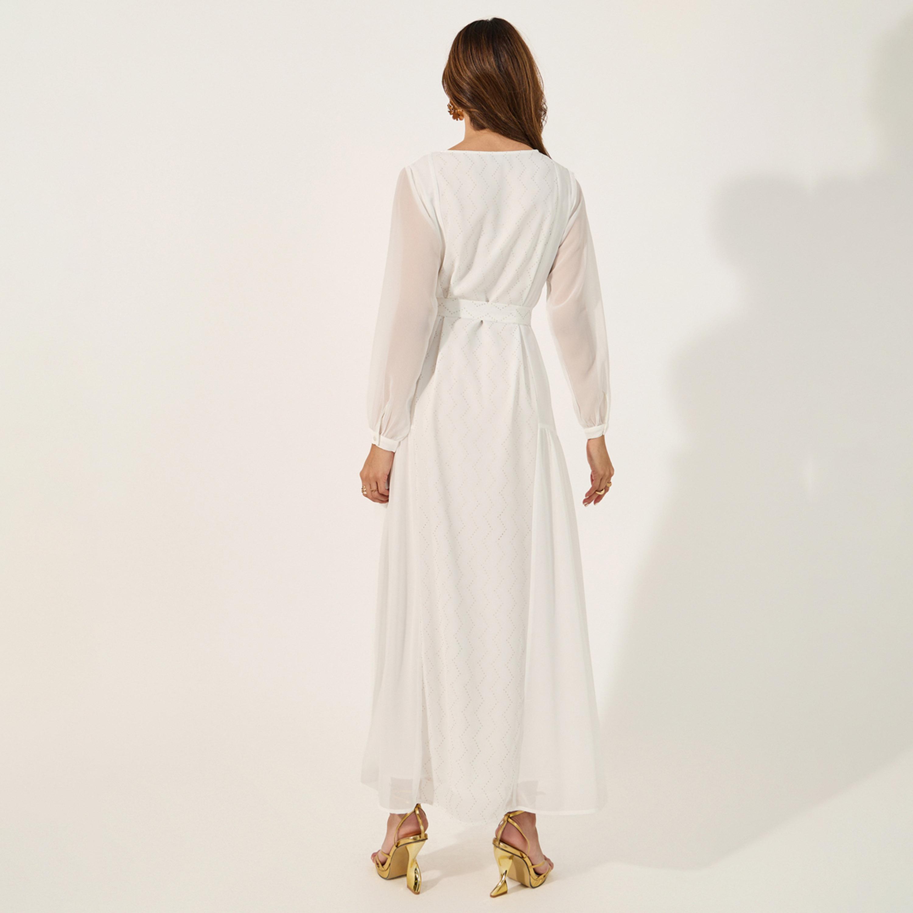 Styli Embellished Round Neck Tie Up Waist Jalabiya-women-arabicclothing-jalabiyas-image-5