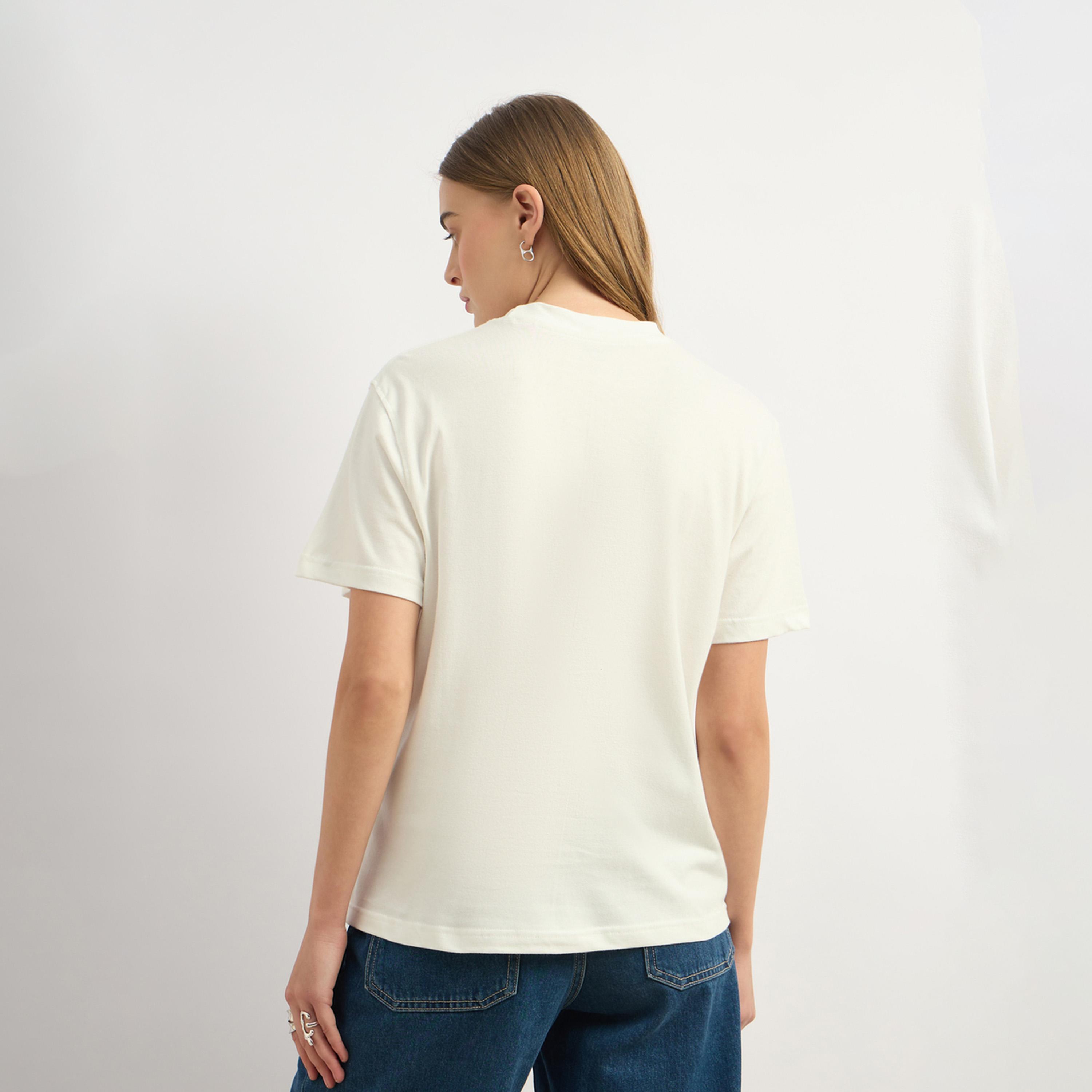 ستايلي - تي شيرت مربع ذو رقبة مستديرة وحافة دانتيل-women-clothing-tshirts-image-5