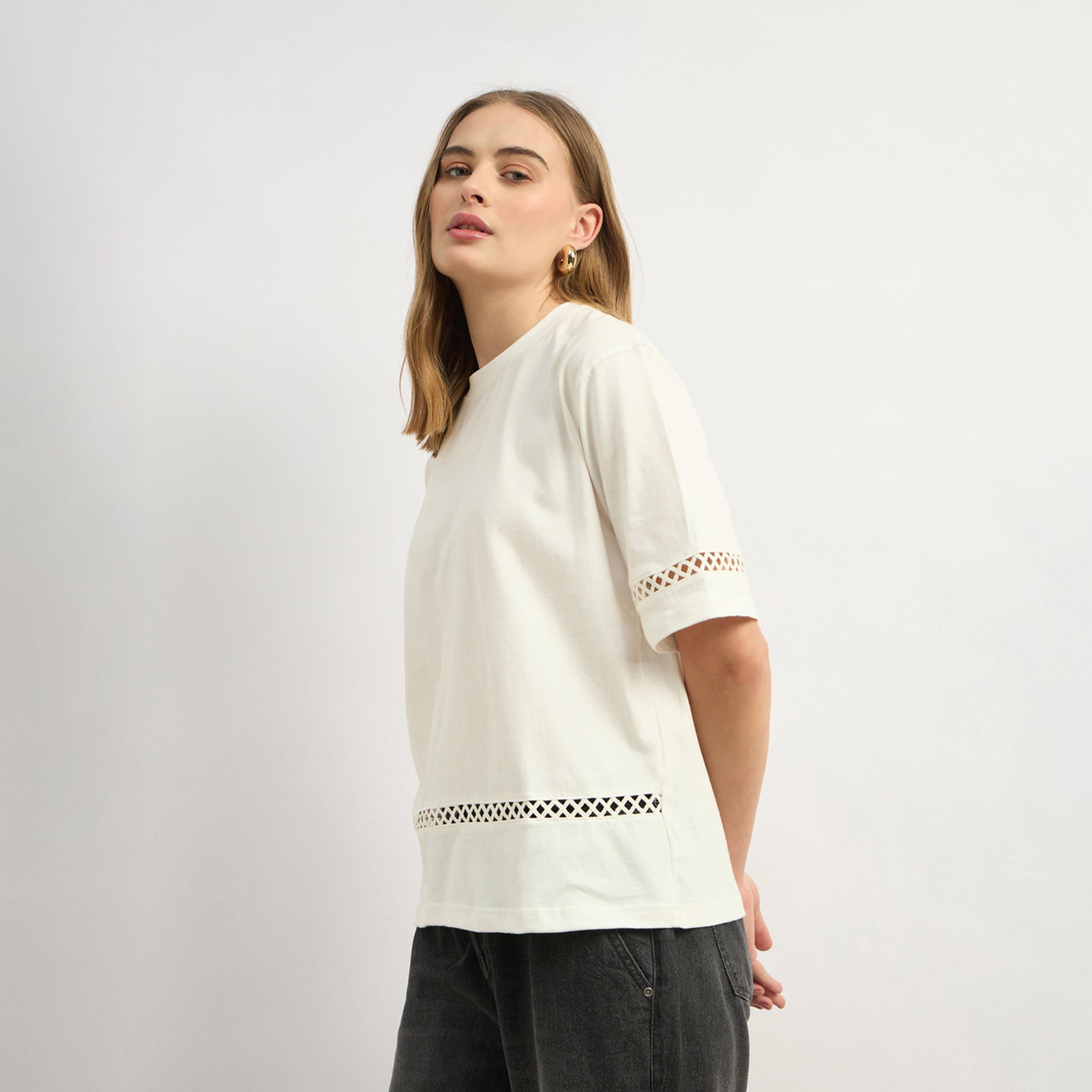 Styli Cut-Out Lace Detail Round Neck Boxy Fit T-Shirt-women-clothing-tshirts-image-3