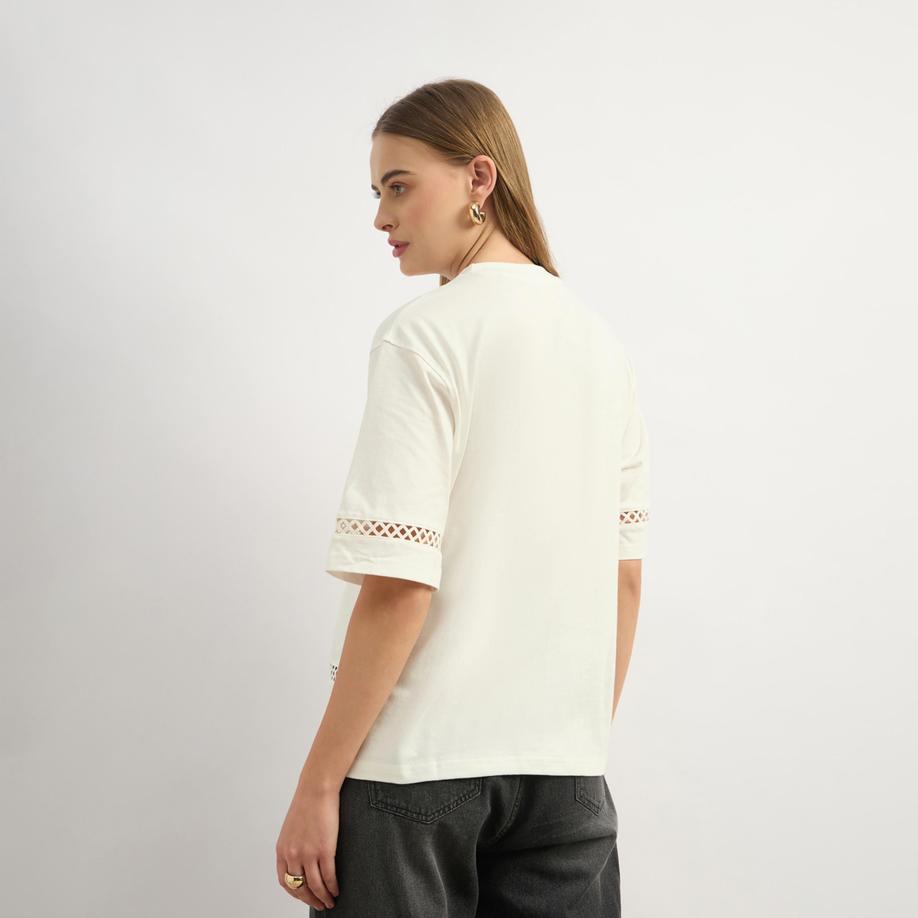 Styli Cut-Out Lace Detail Round Neck Boxy Fit T-Shirt-women-clothing-tshirts-image-5