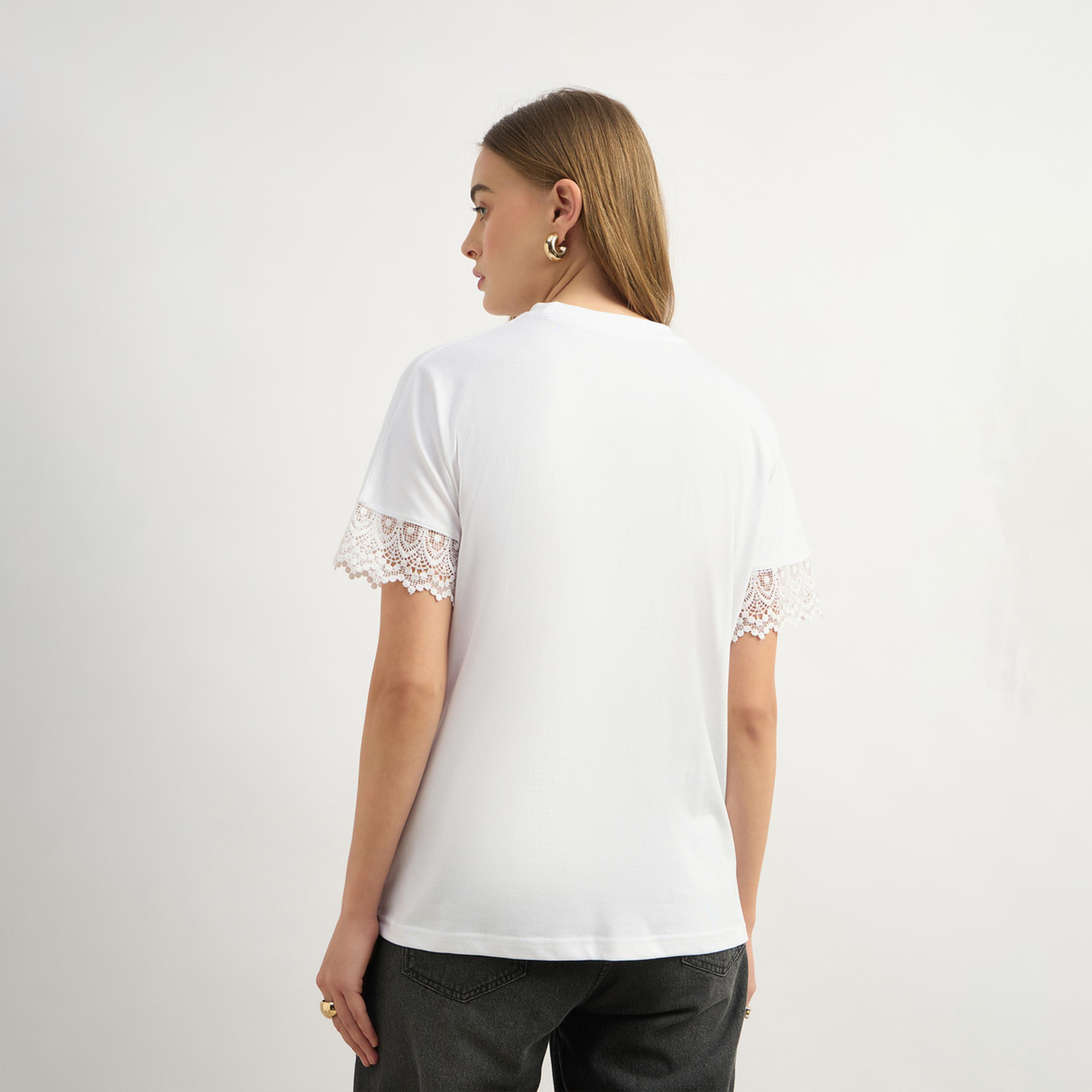 Styli Lace Insert Round Neck Boxy Fit T-Shirt-women-clothing-tshirts-image-5