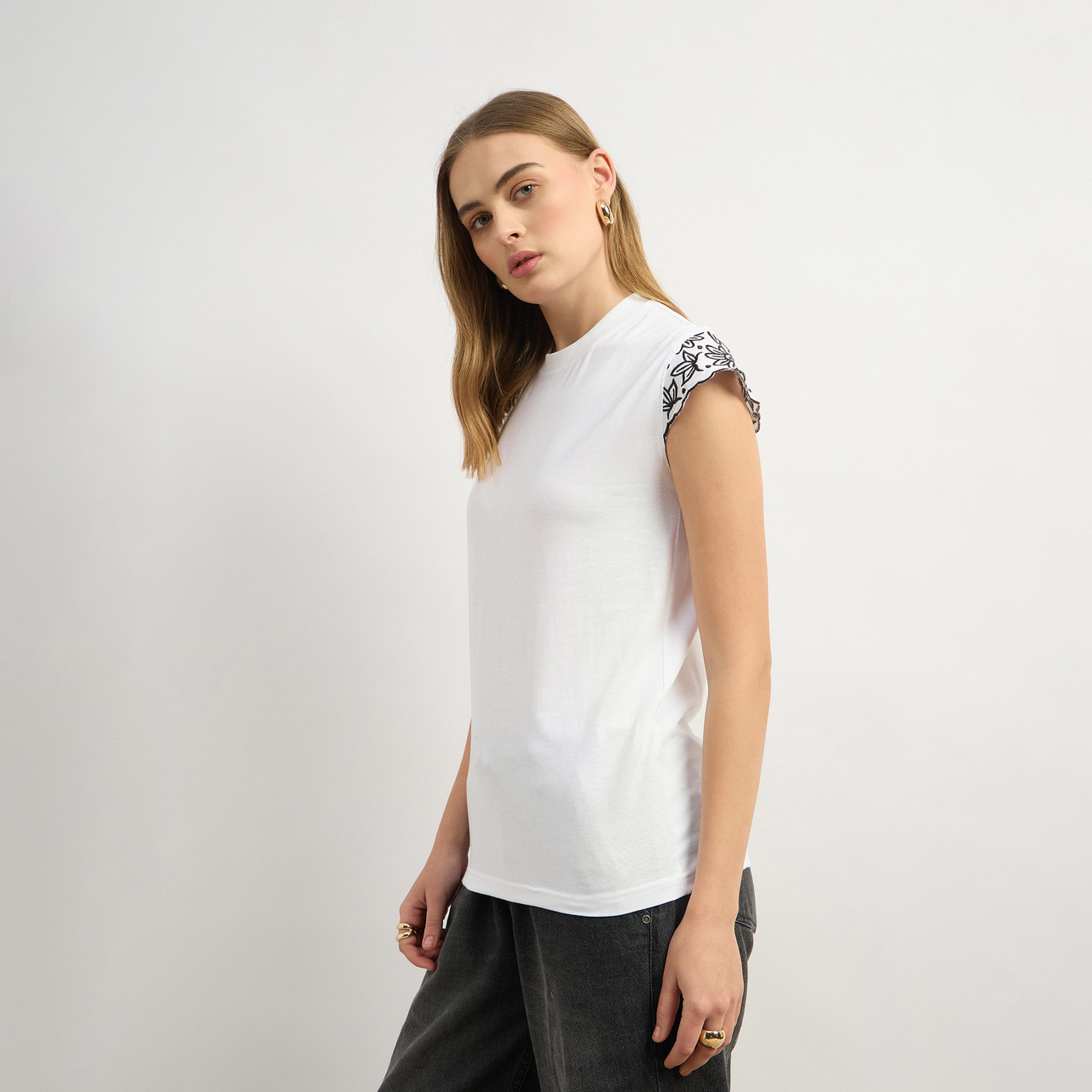 Styli Embroidered Short Sleeve Round Neck T-Shirt-women-clothing-tshirts-image-3
