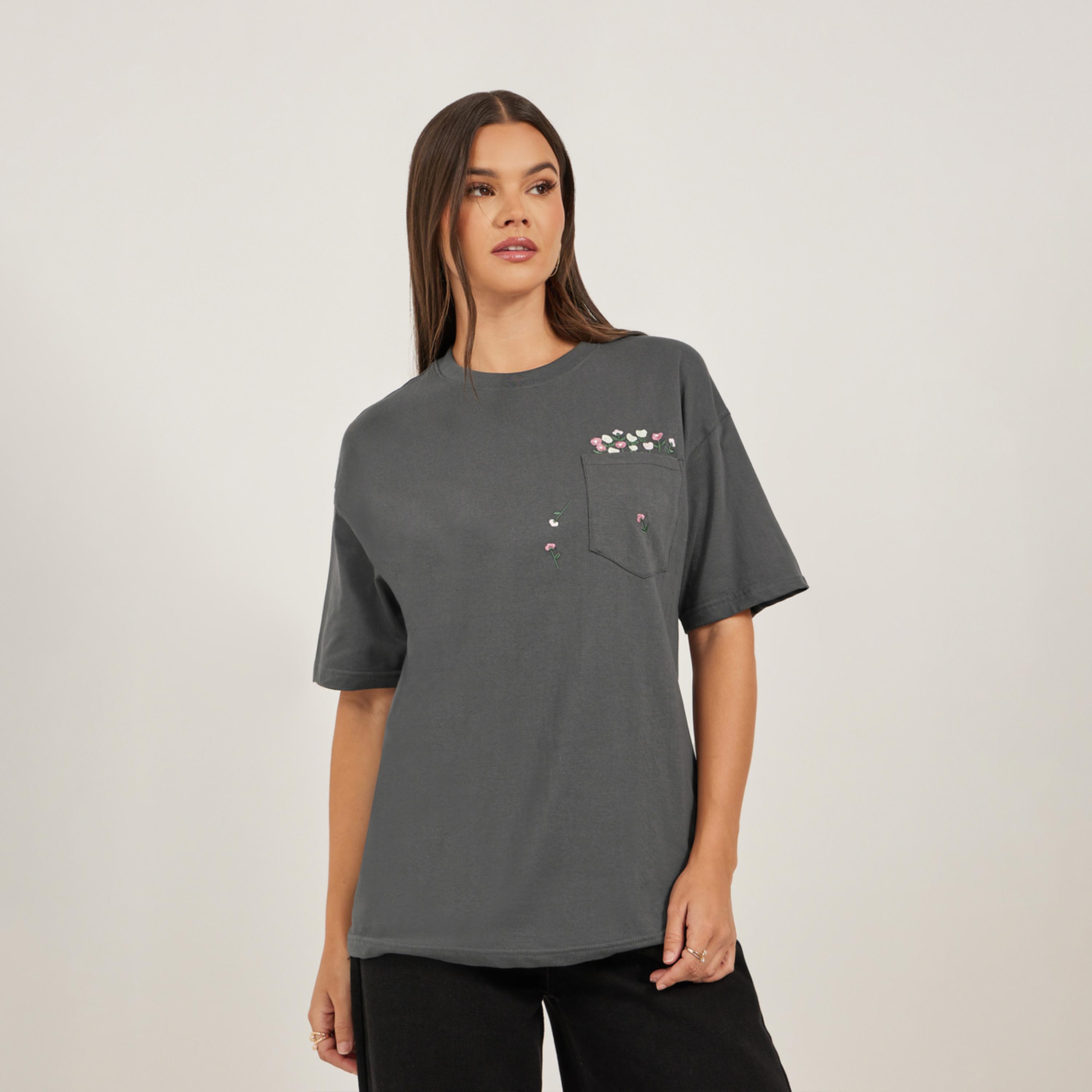 Styli Embroidered Pocket Round Neck Oversized T-Shirt-women-clothing-tshirts-image-3