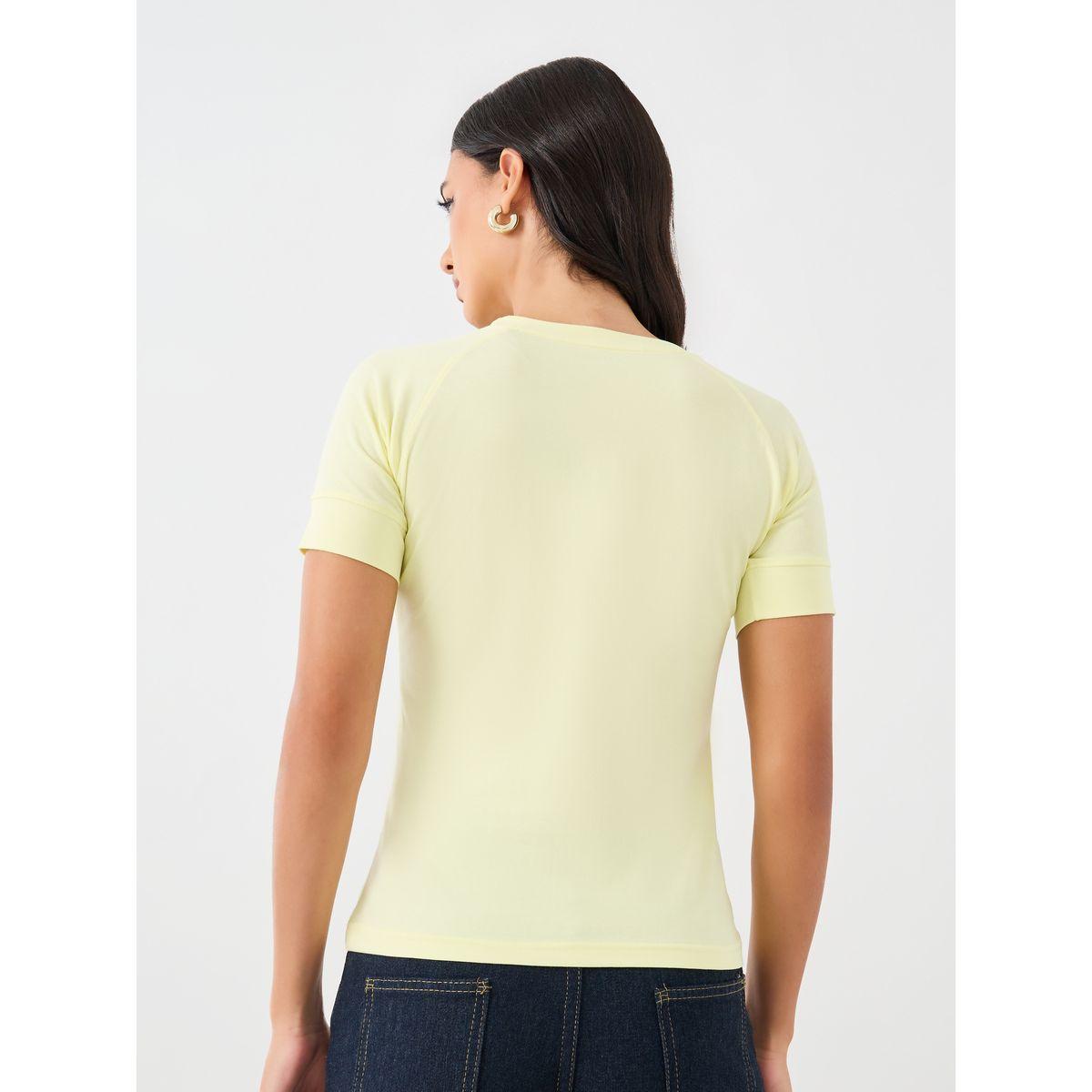 تيشيرت قصير سادة بياقة دائرية وأكمام ريجلان-women-clothing-tshirts-image-5