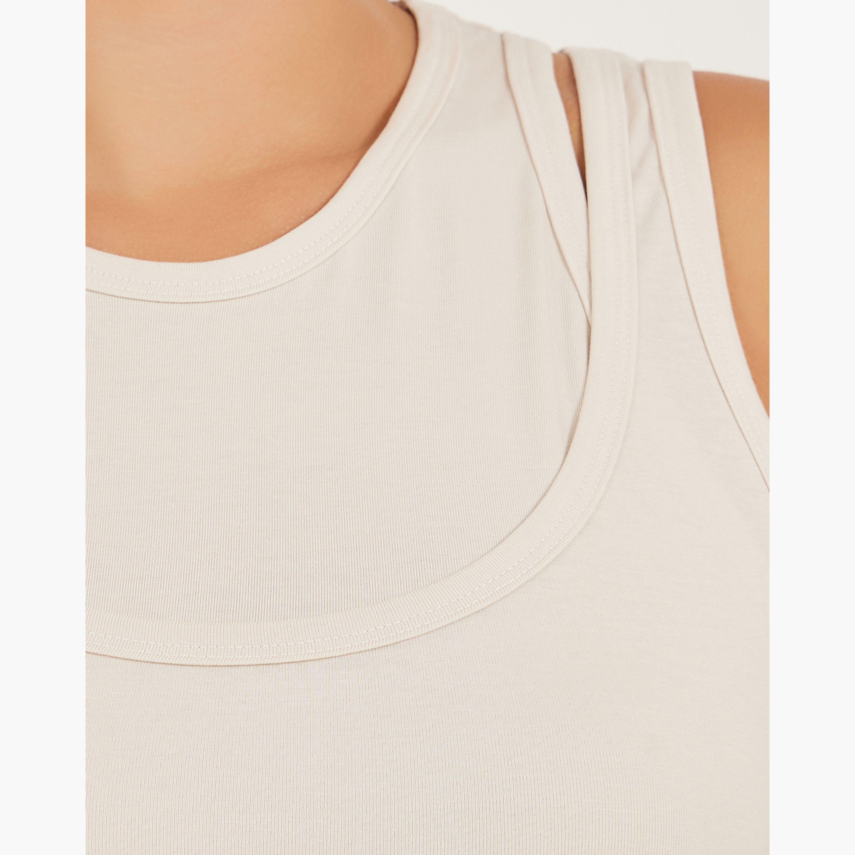 Styli Solid Layered Neck Fitted Tank T-Shirt-women-clothing-tshirts-image-4