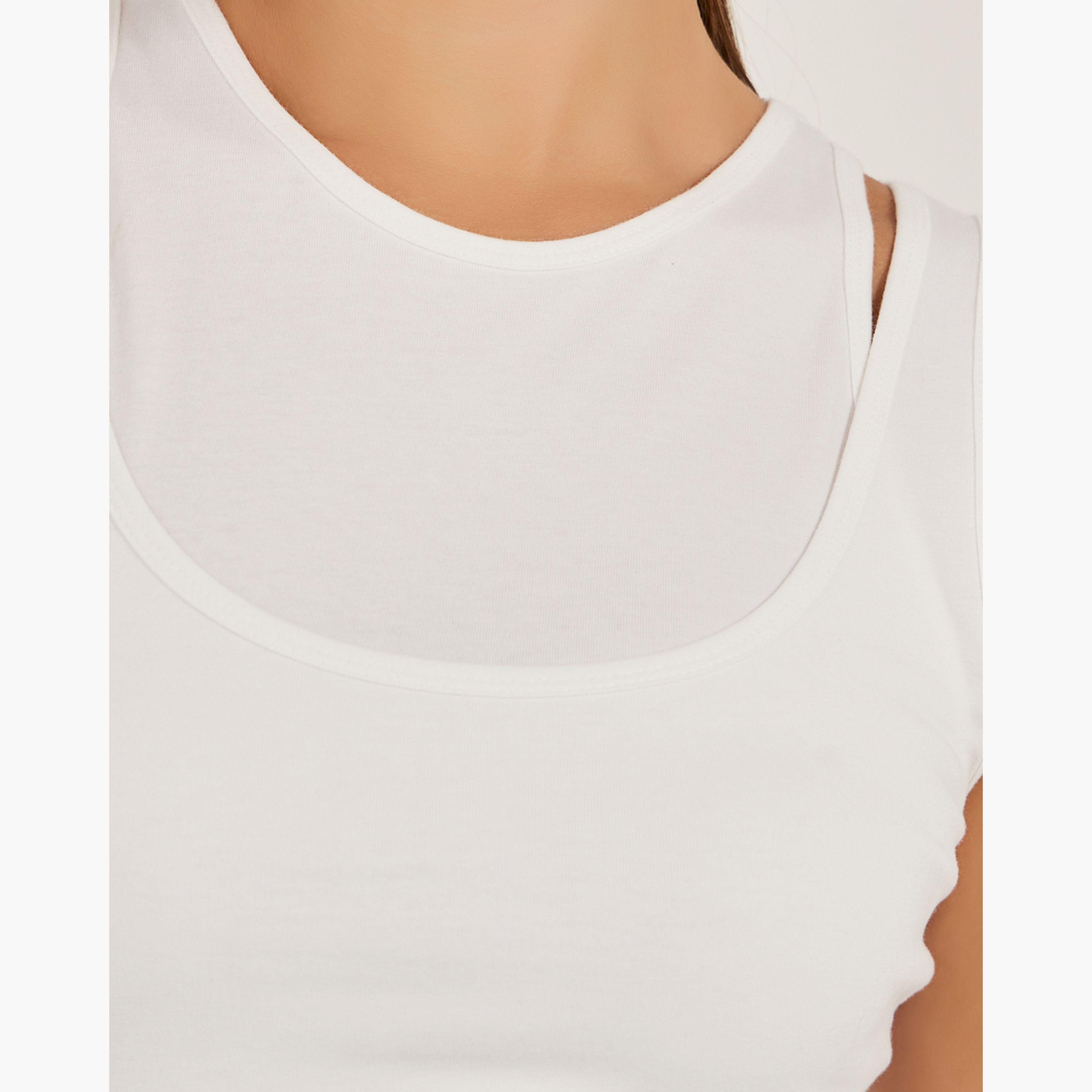 Styli Solid Layered Neck Fitted Tank T-Shirt-women-clothing-tshirts-image-4