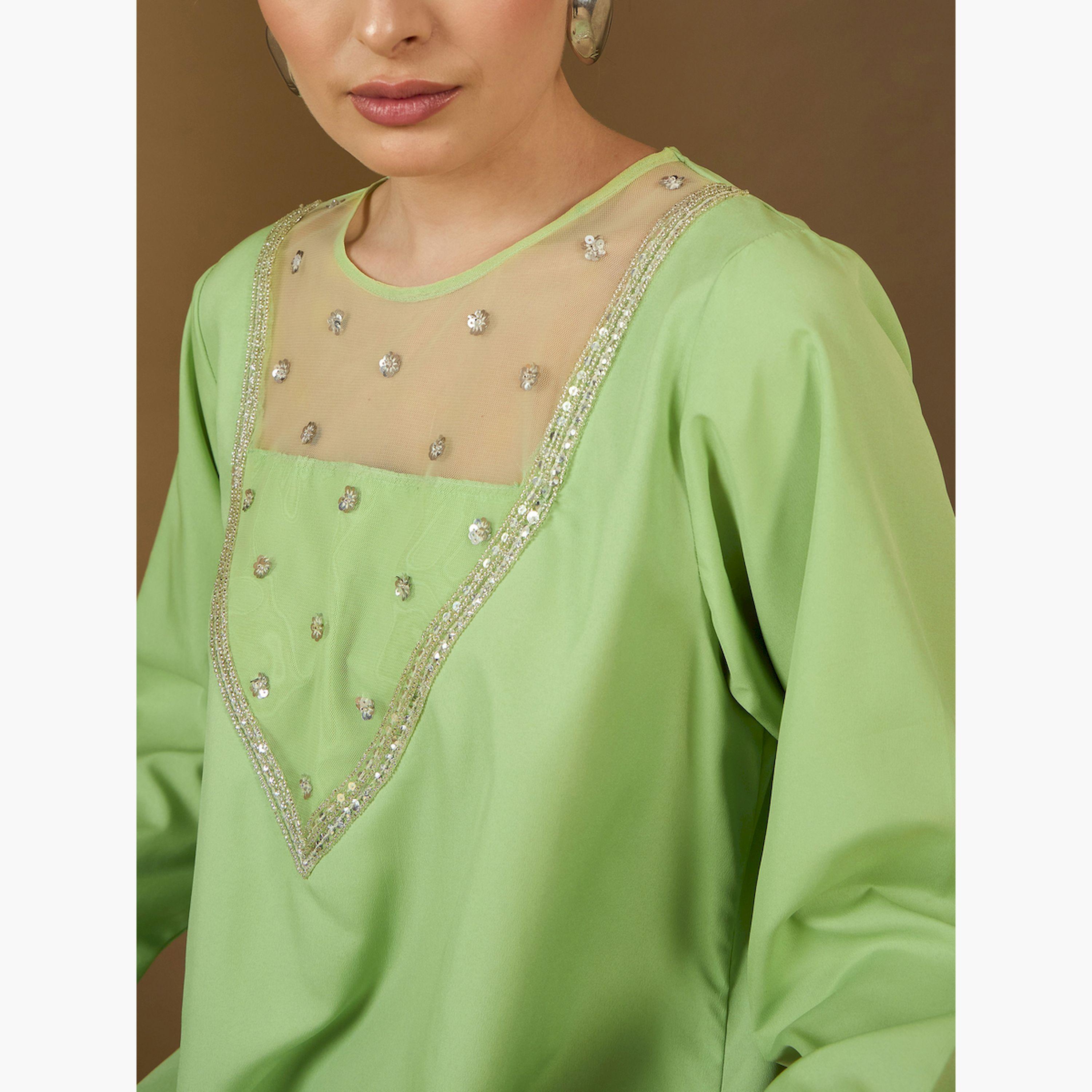 أميرة x ستايلي جلابية بتفاصيل شبكية وياقة دائرية-women-arabicclothing-jalabiyas-image-4