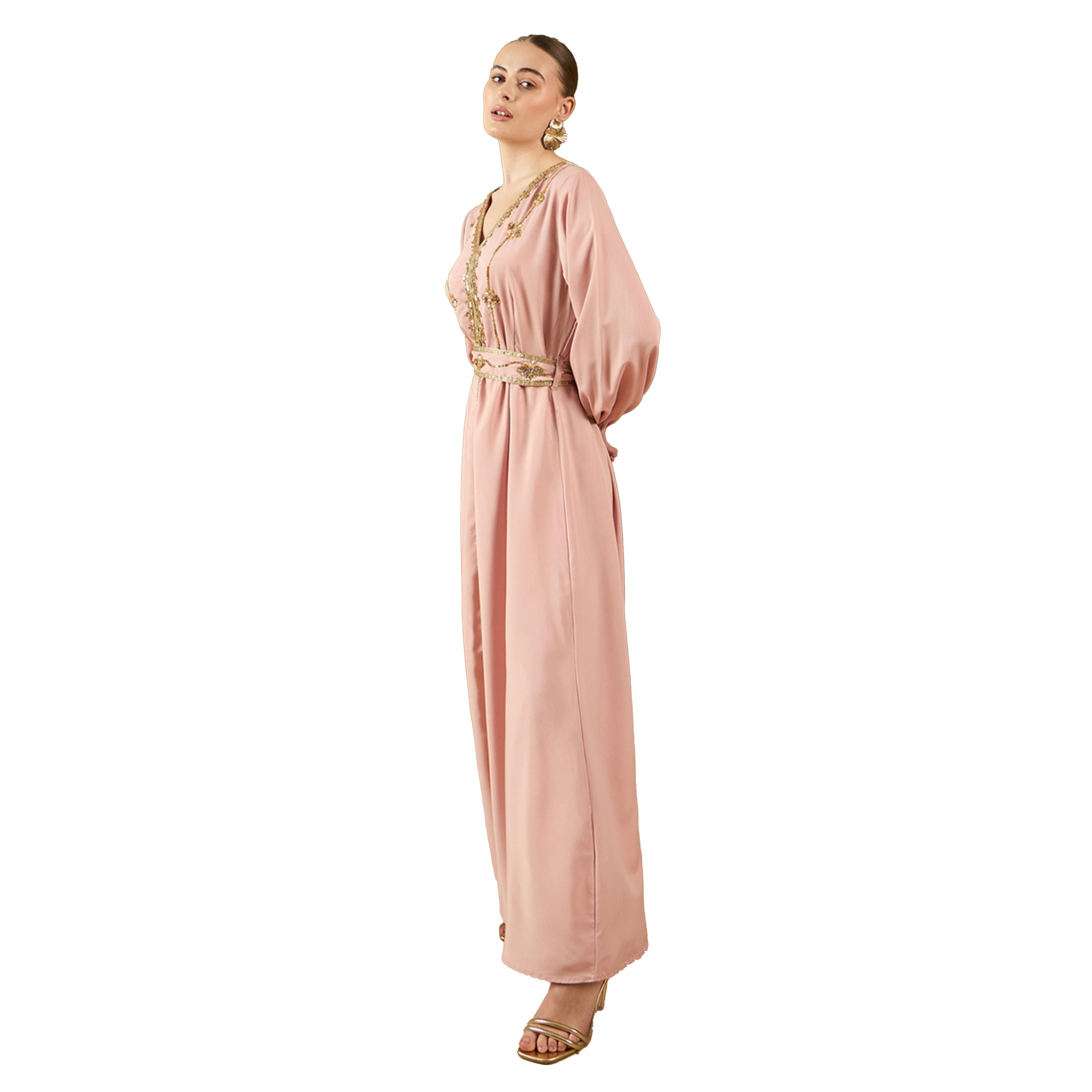 أميرة x ستايلي قفطان منمق بأكمام بالون وحزام-women-arabicclothing-kaftan-image-3