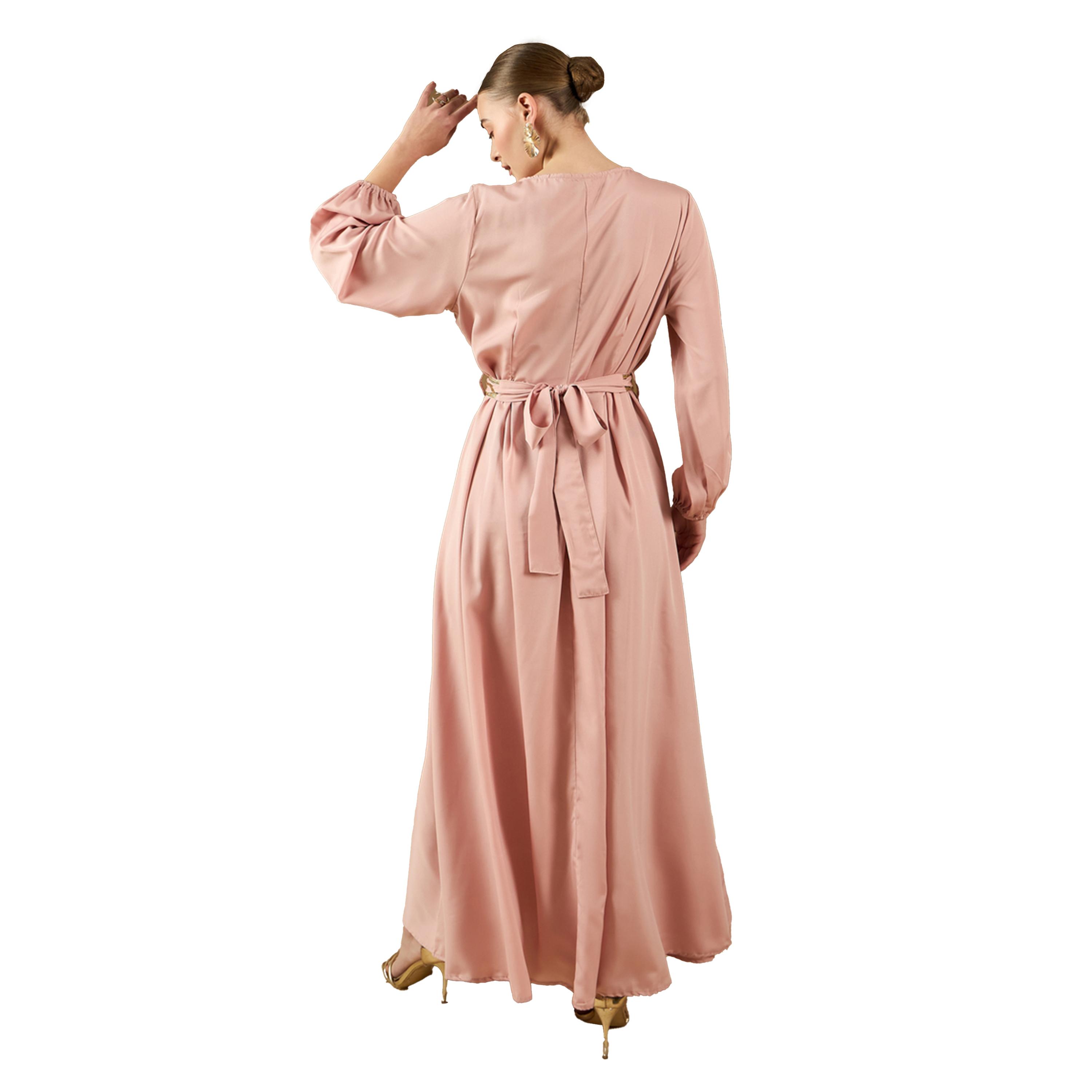أميرة x ستايلي قفطان منمق بأكمام بالون وحزام-women-arabicclothing-kaftan-image-5