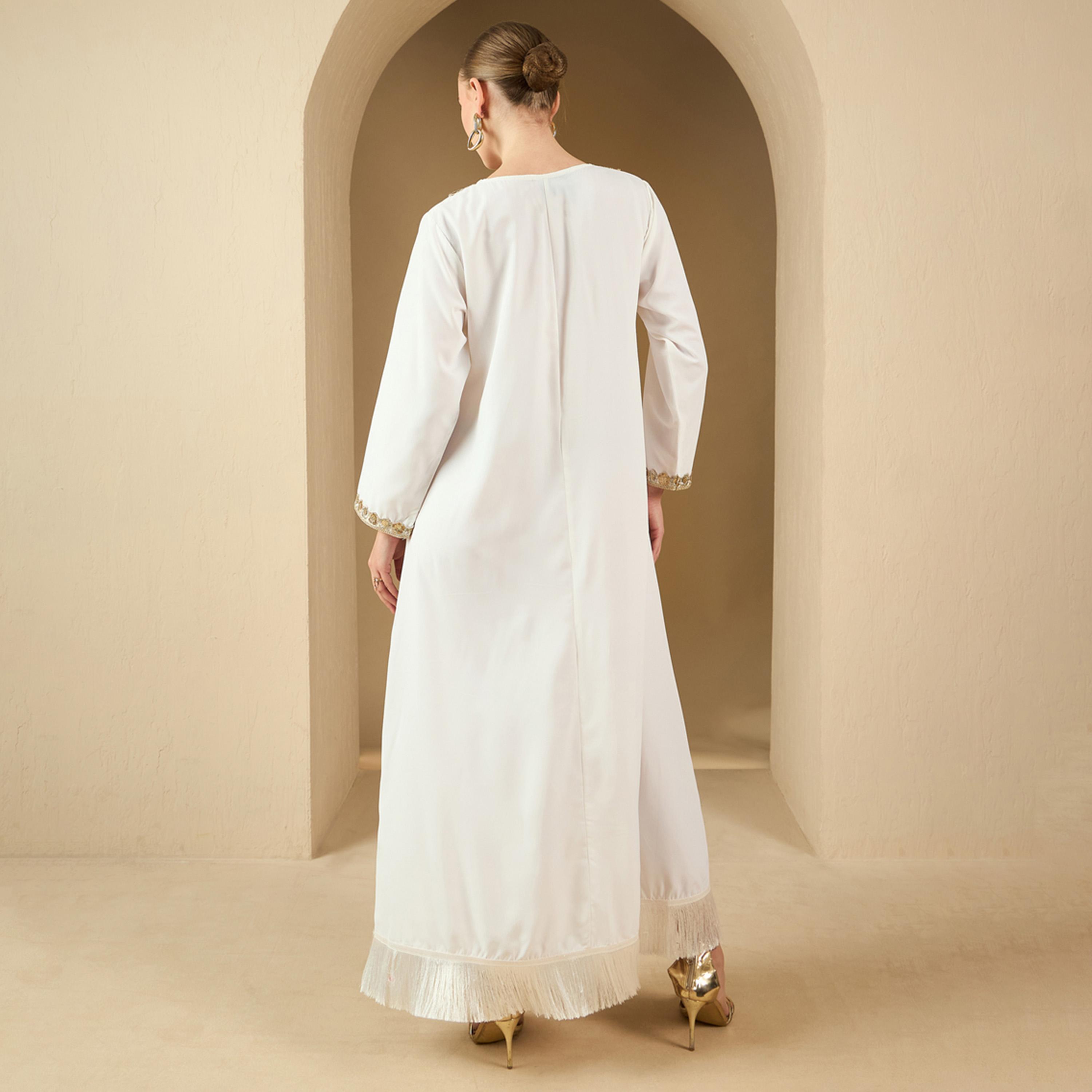 ستايلي - جلابية بقصة A مع رقبة دائرية وإضافات من الدانتيل-women-arabicclothing-jalabiyas-image-5