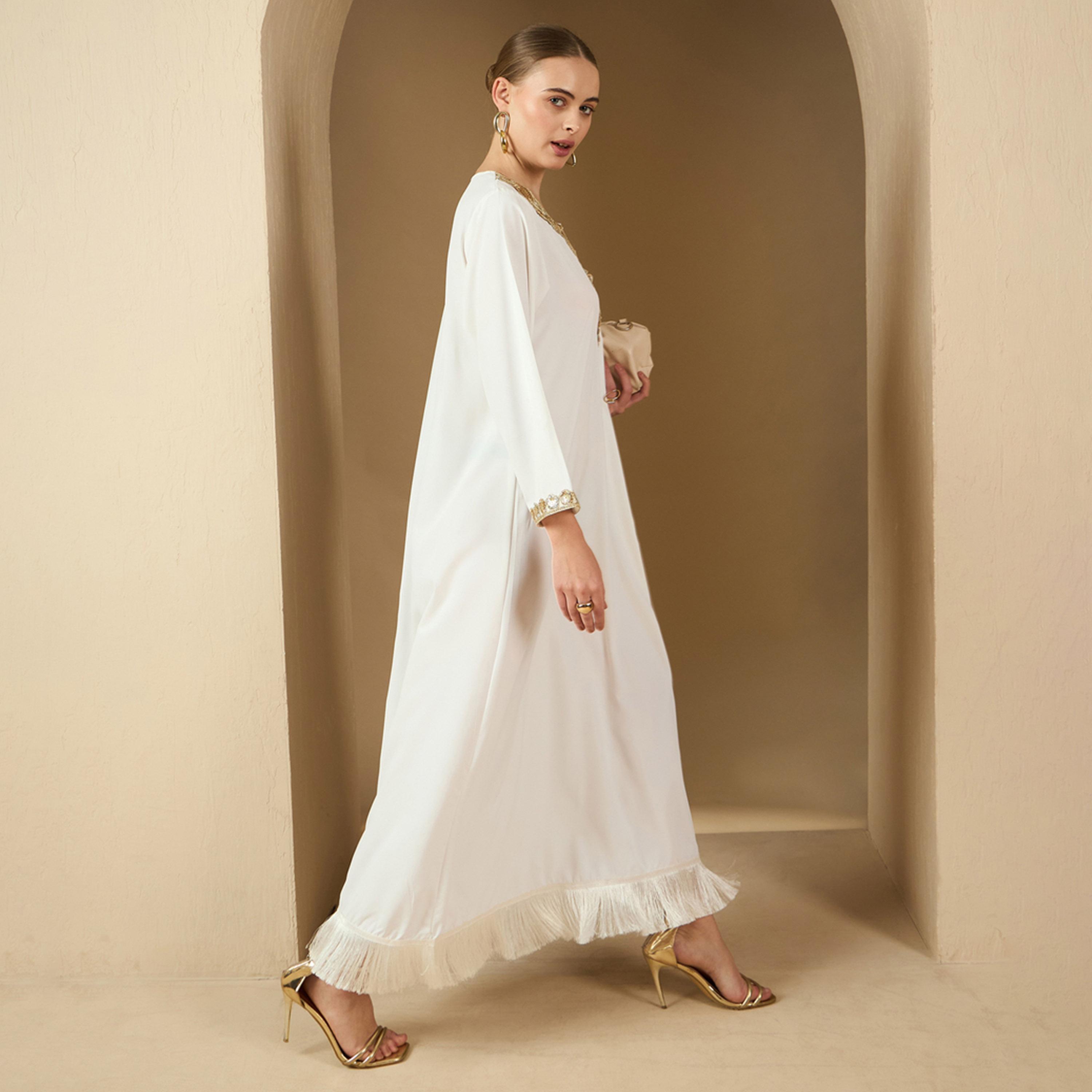 Styli Lace Insert Round Neck A-Line Jalabiya-women-arabicclothing-jalabiyas-image-6