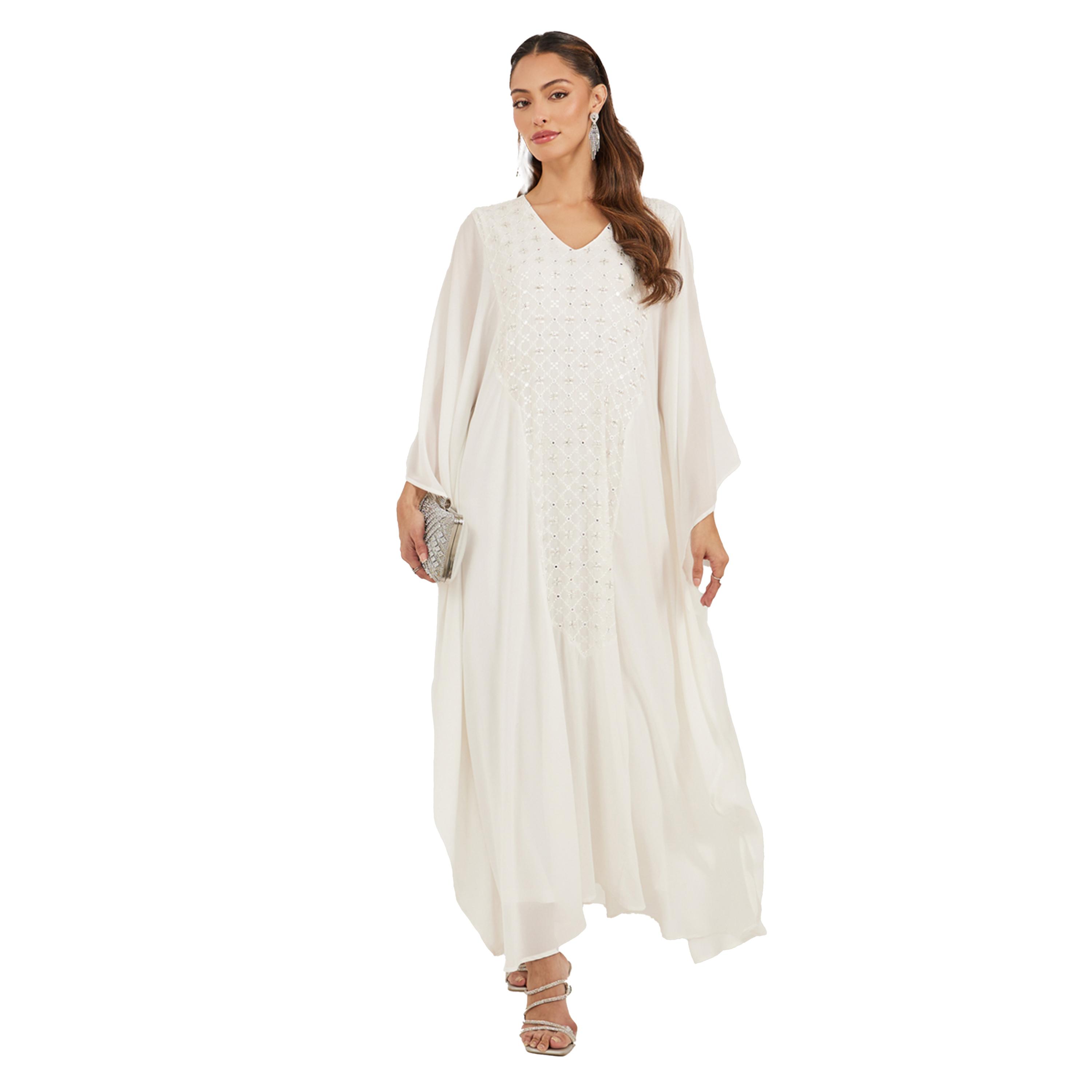 Styli Embellished Centre Panel V-Neck Kaftan-women-arabicclothing-kaftan-image-1