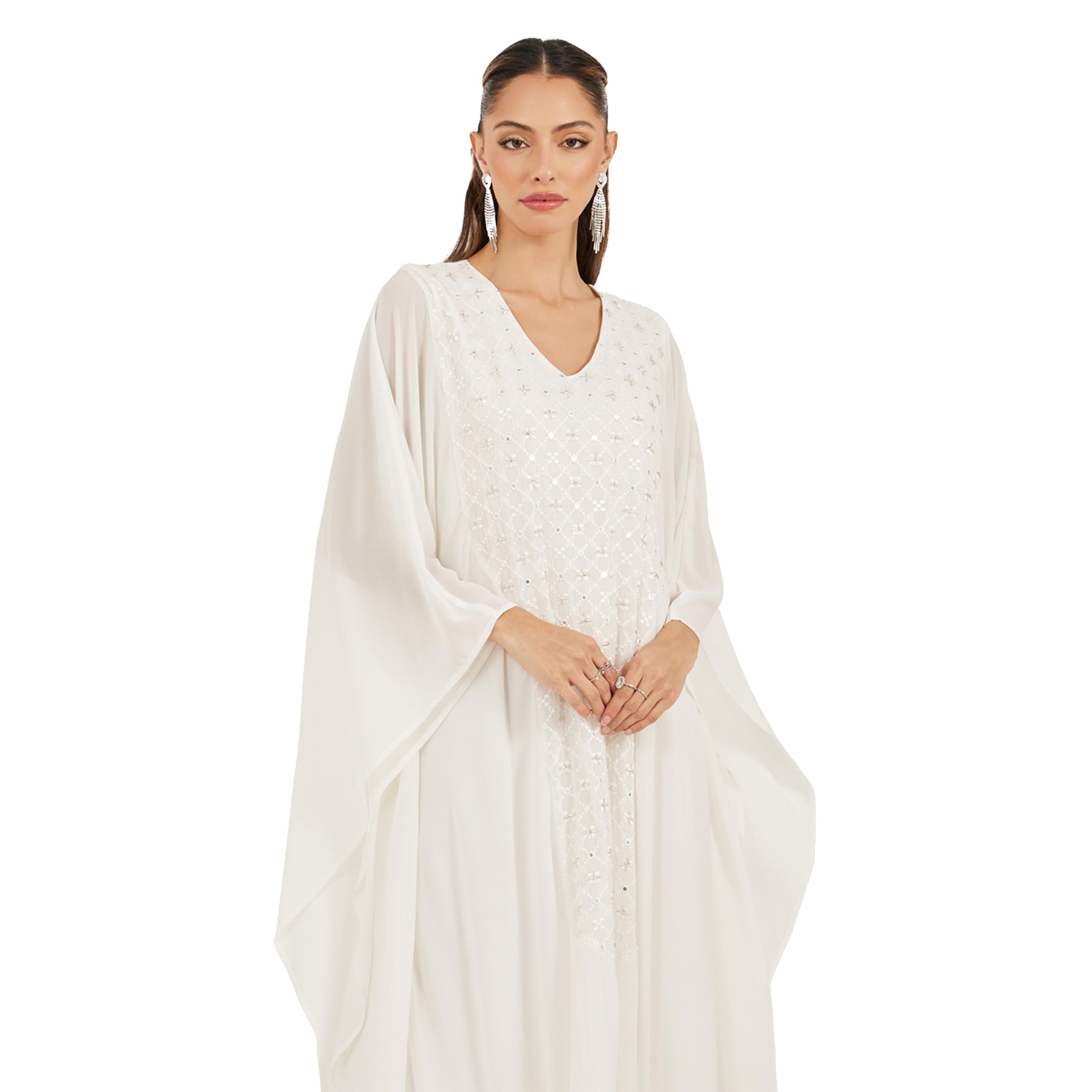 Styli Embellished Centre Panel V-Neck Kaftan-women-arabicclothing-kaftan-image-3