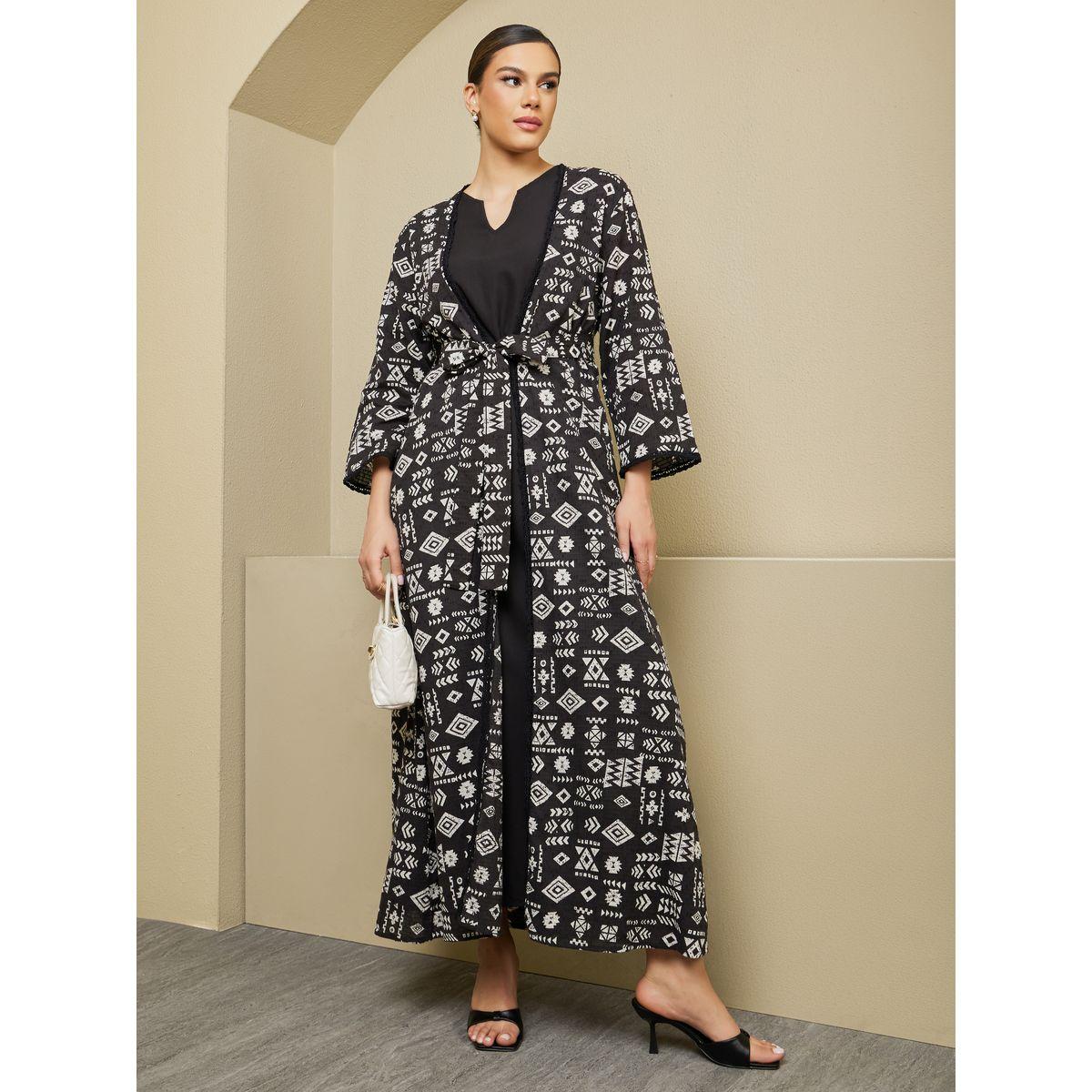 مجموعة من عباية مطبعة بالكامل مع فستان داخلي-women-arabicclothing-abayas-image-1