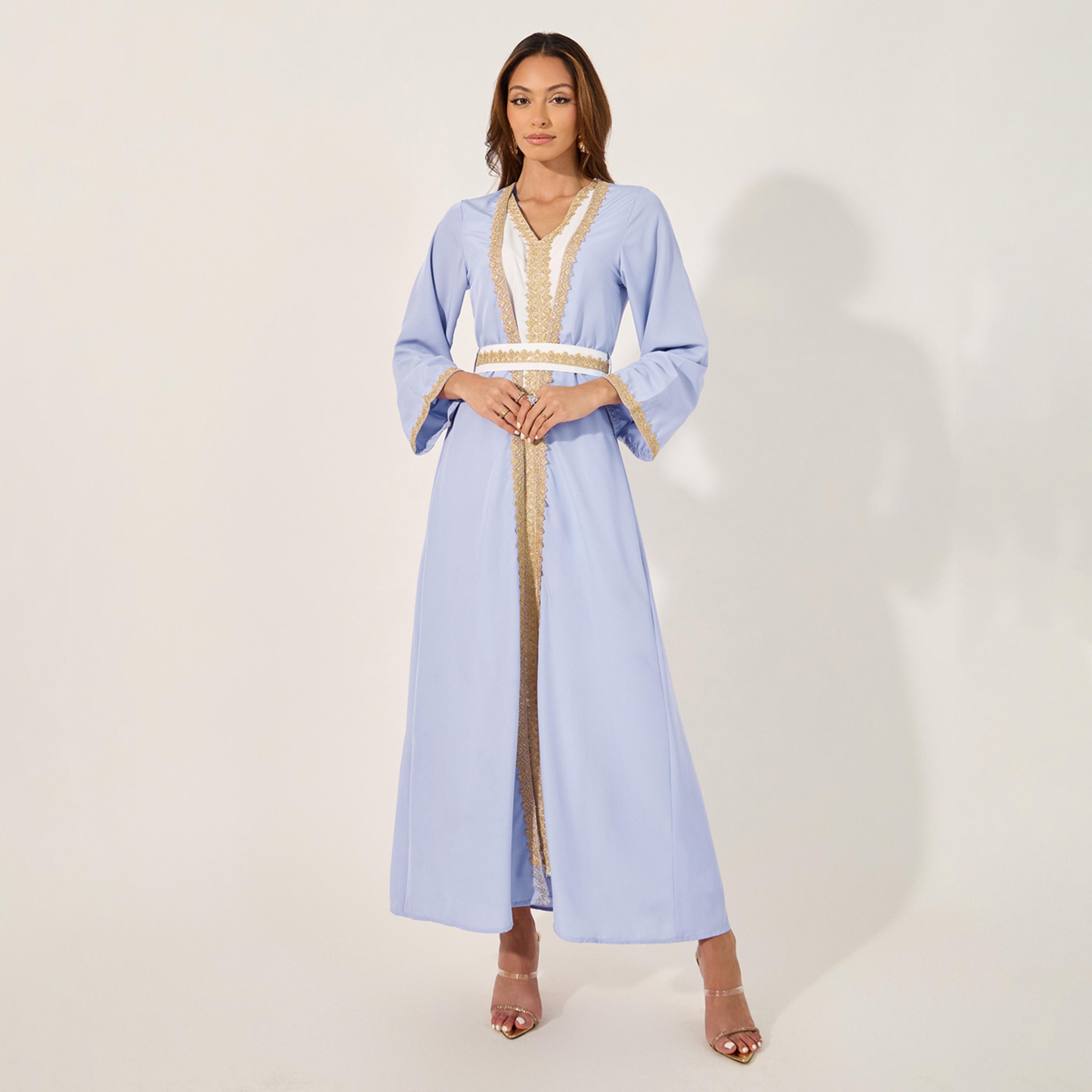 أميرة x ستايلي قفطان بتداخلات شبكية وتفاصيل دانتيل-women-arabicclothing-kaftan-image-1