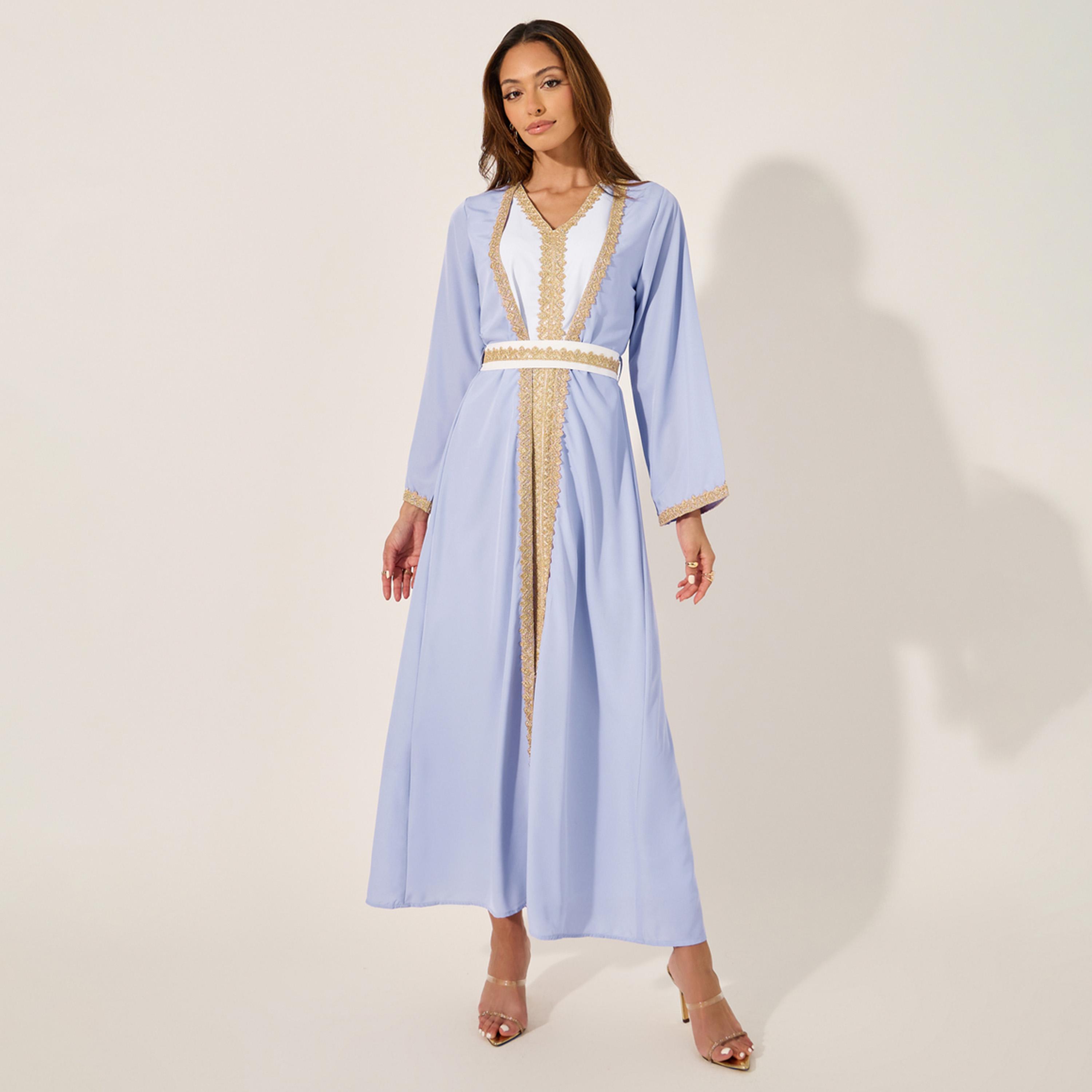 أميرة x ستايلي قفطان بتداخلات شبكية وتفاصيل دانتيل-women-arabicclothing-kaftan-image-2