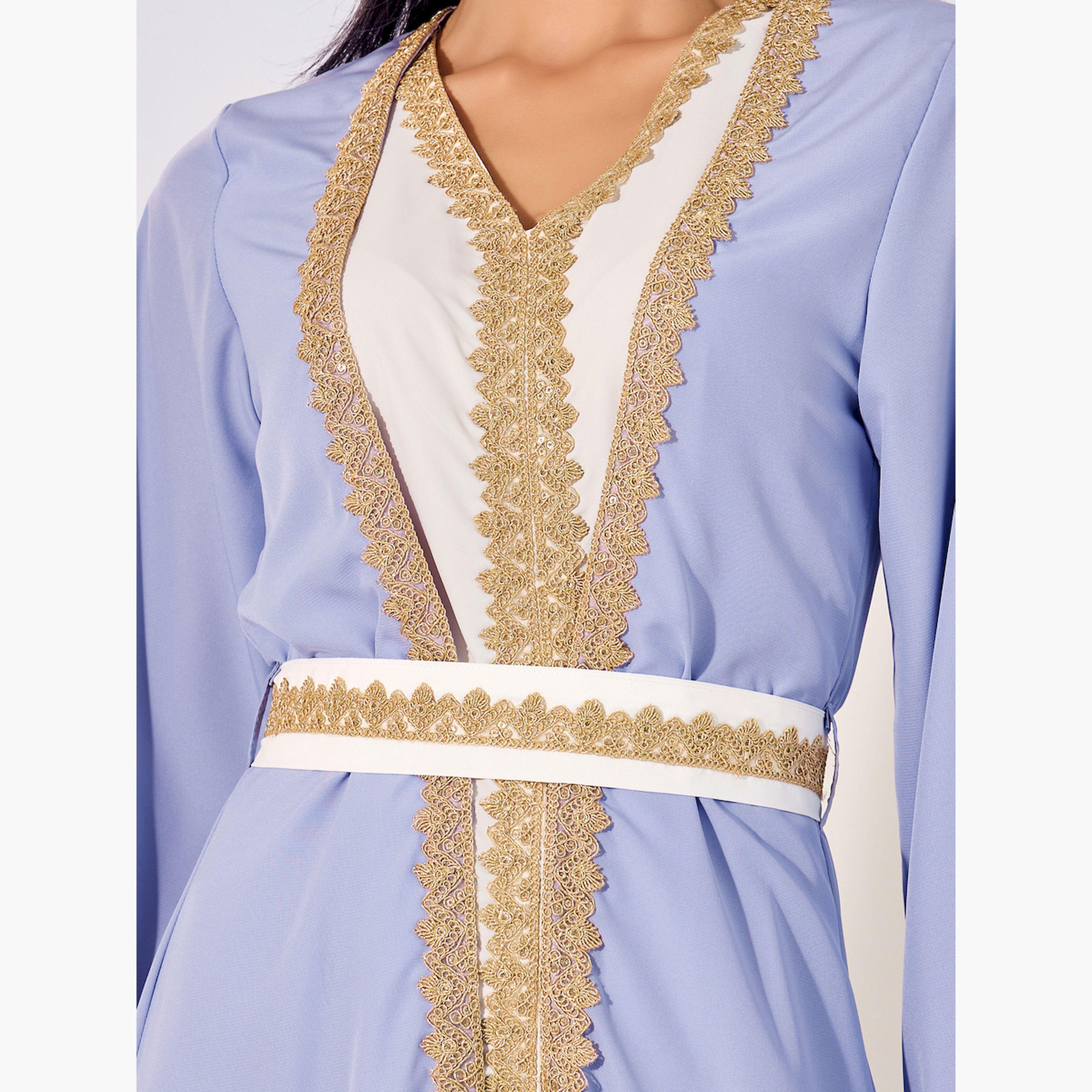 أميرة x ستايلي قفطان بتداخلات شبكية وتفاصيل دانتيل-women-arabicclothing-kaftan-image-4
