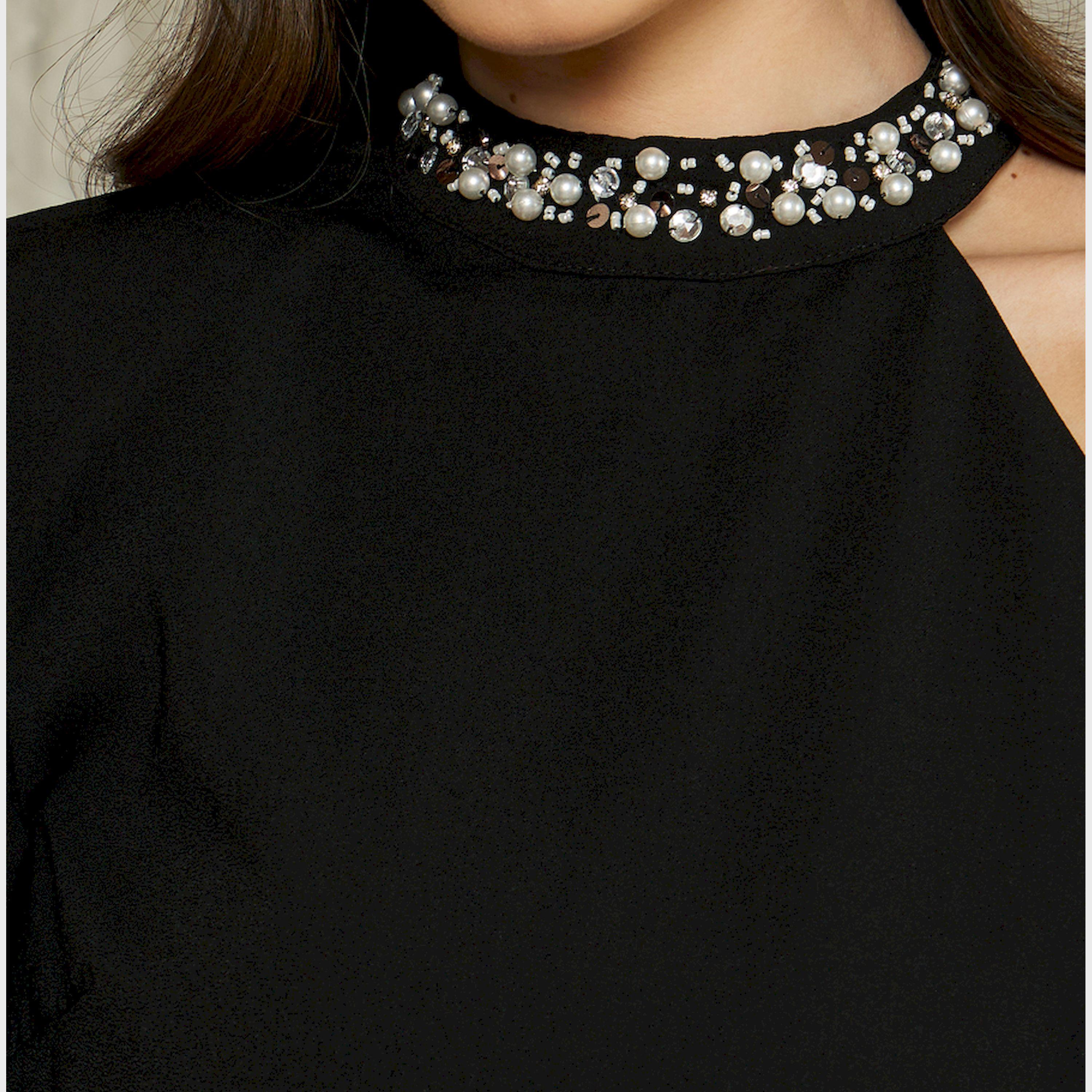 Styli Embellished One Cape Sleeve Halter Neck Blouse-women-clothing-shirtsandblouses-blouses-image-5